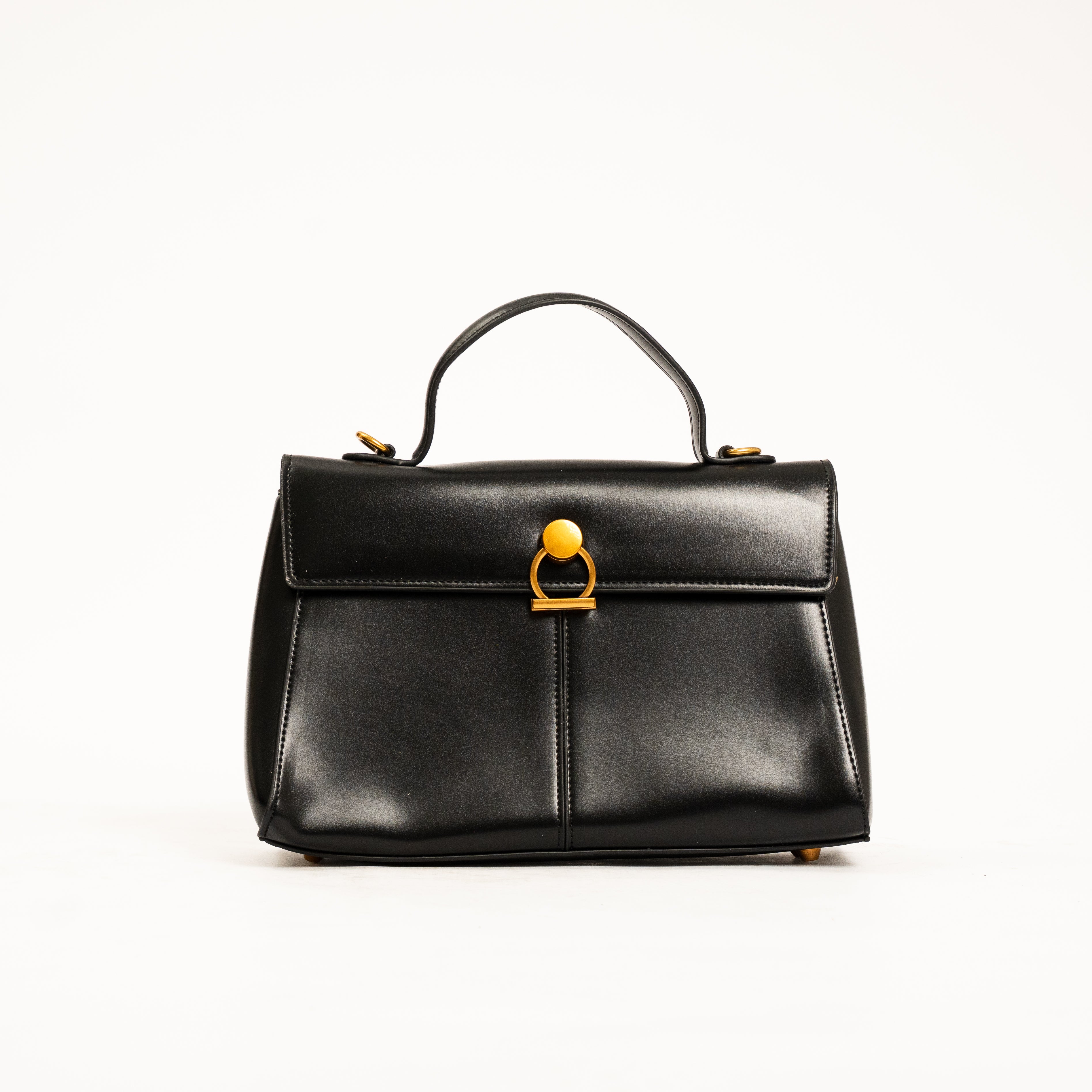 Selara elegant top handle crossbody satchel with gold gardware