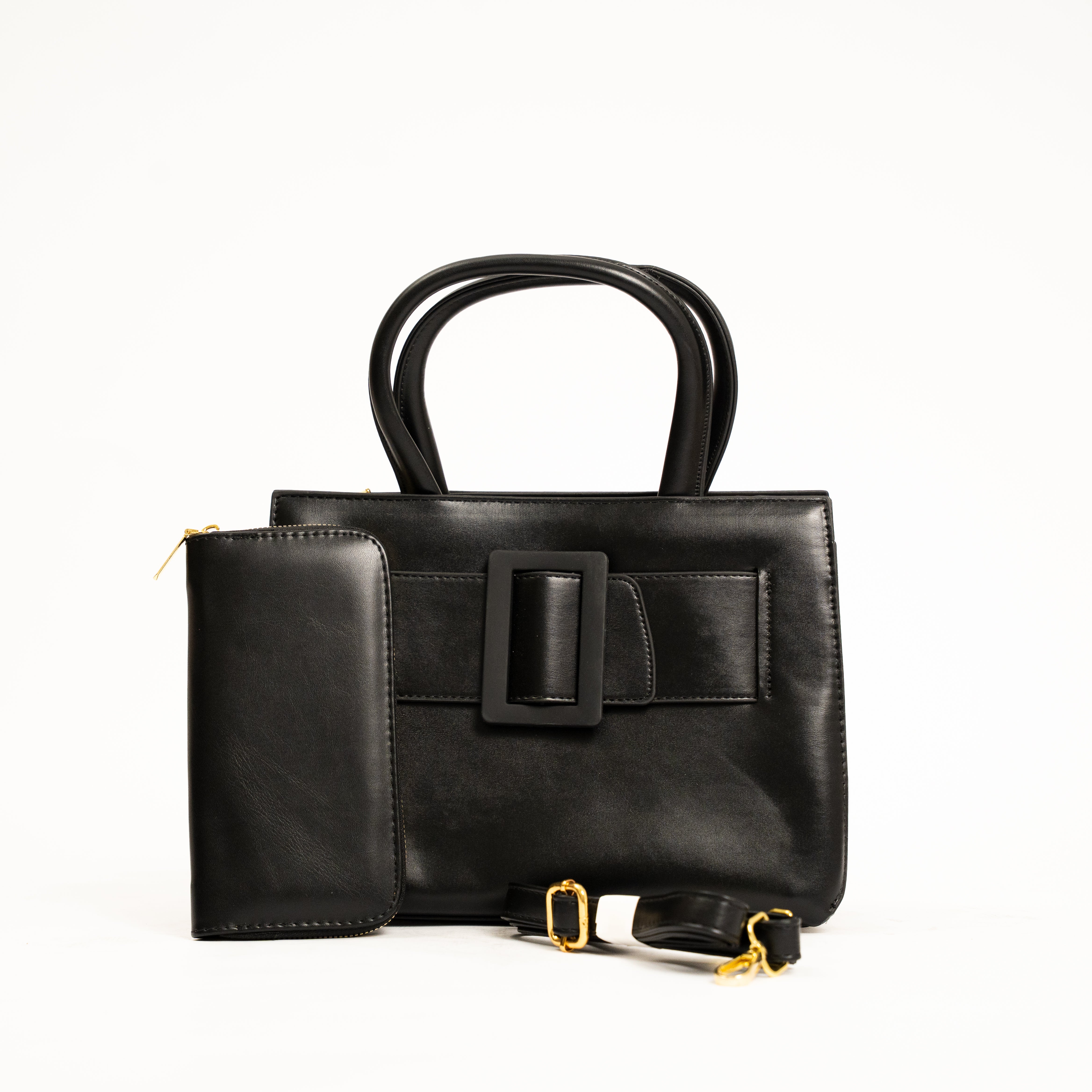 Zovia elegant buckle shoulder bag with matching wallet set