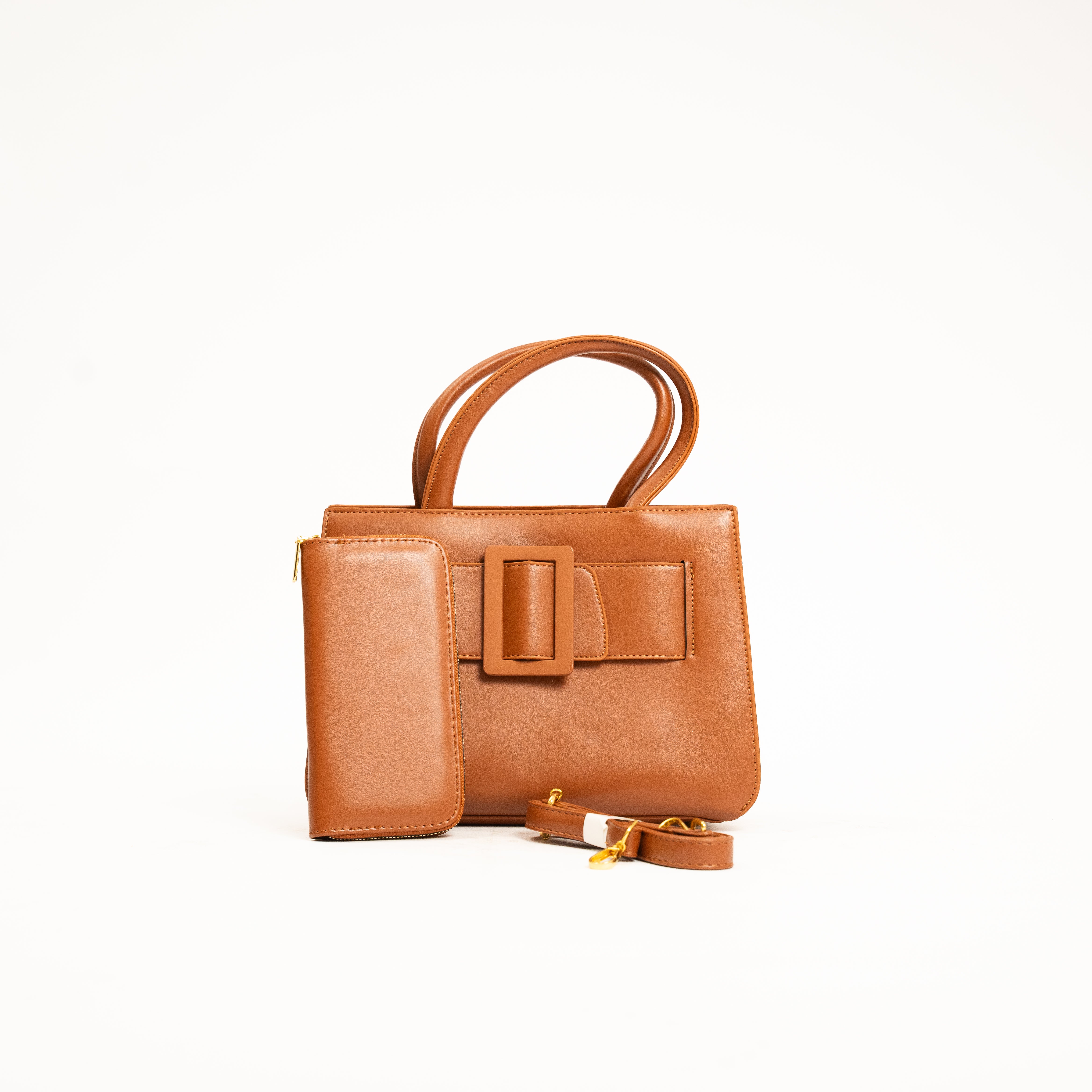 Zovia elegant buckle shoulder bag with matching wallet set