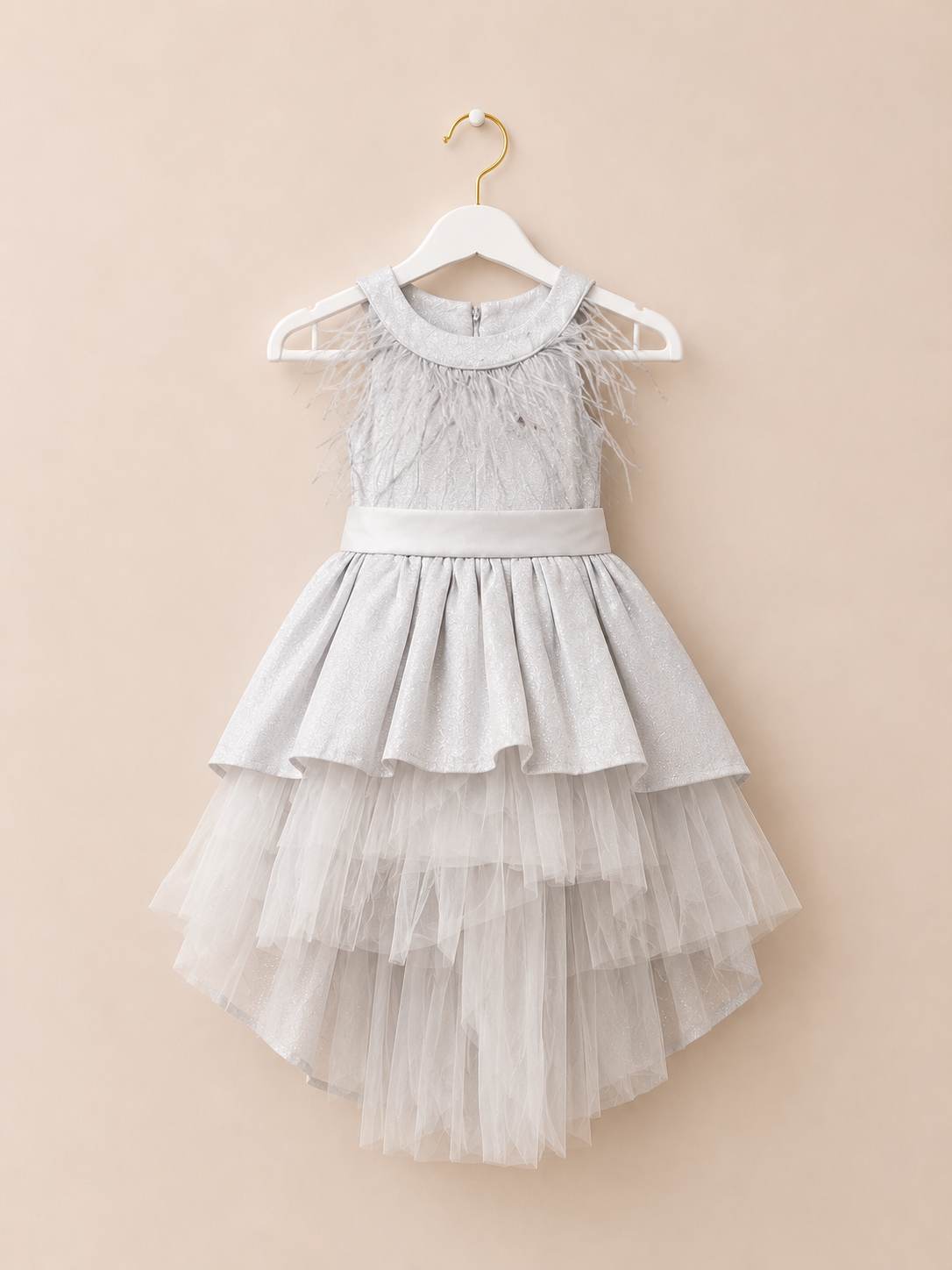 Ivory girls Grace Bow Dress Silver