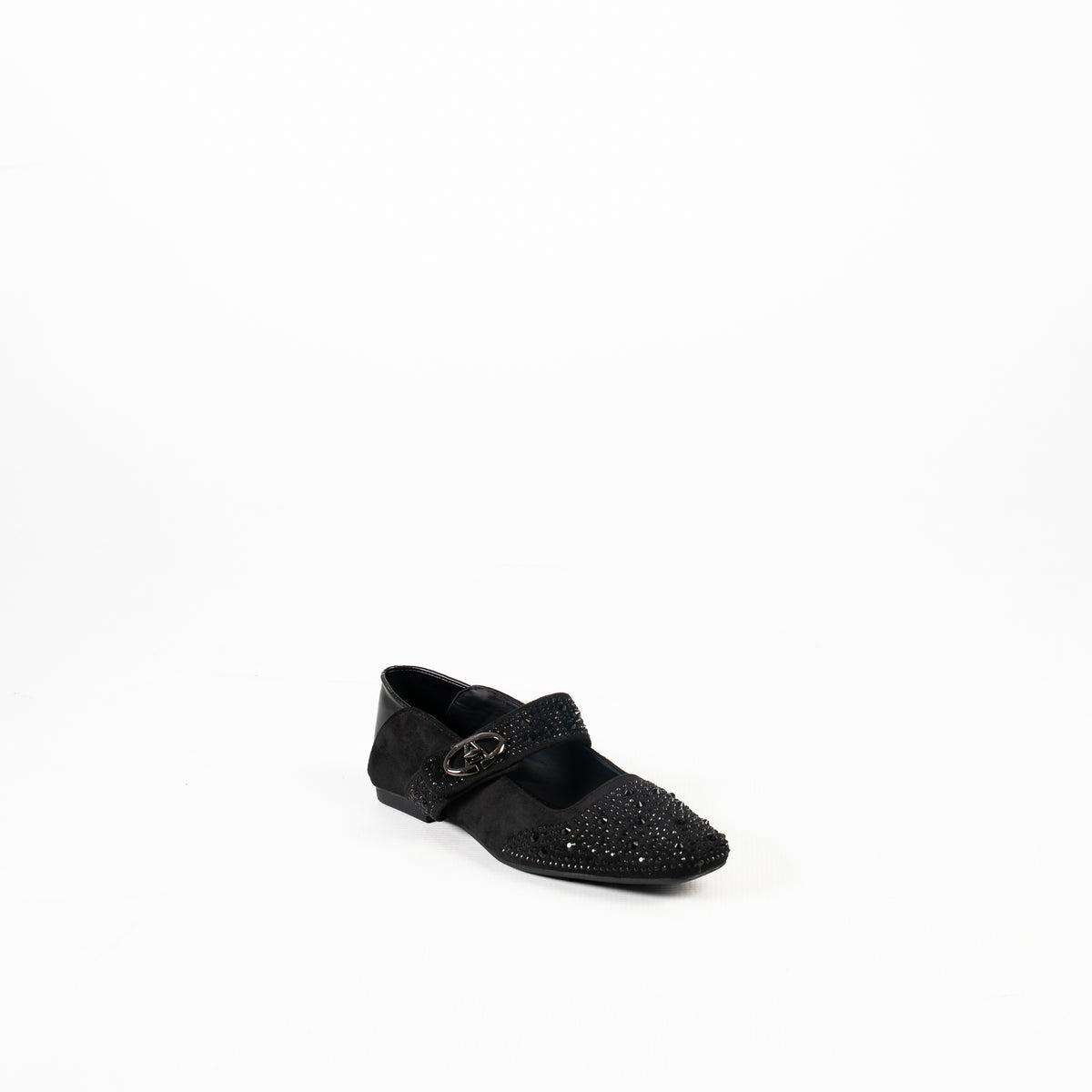 Cupel womens crystal embellished pointed toe buckle pumps