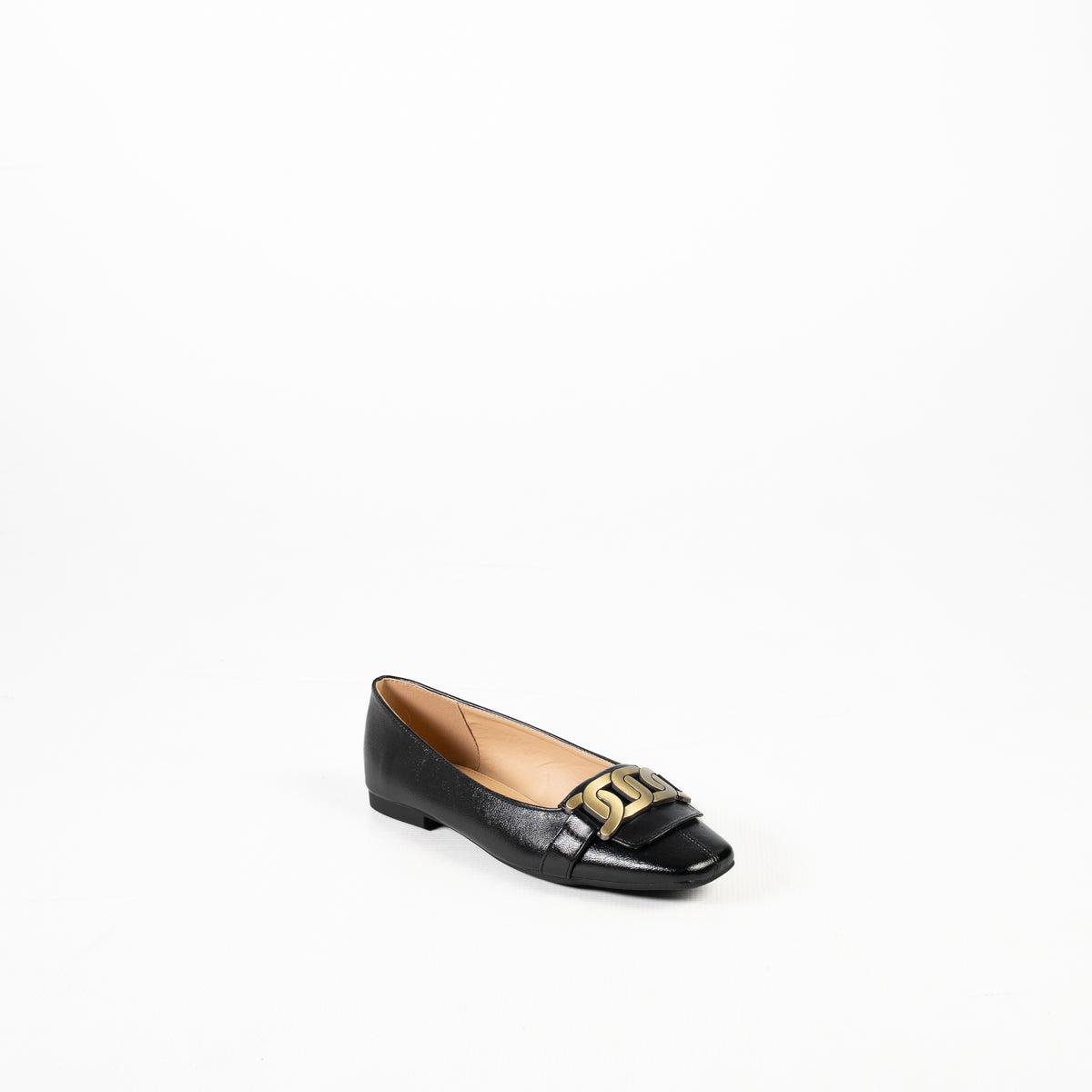 Katya women's pointed flats with gold buckle