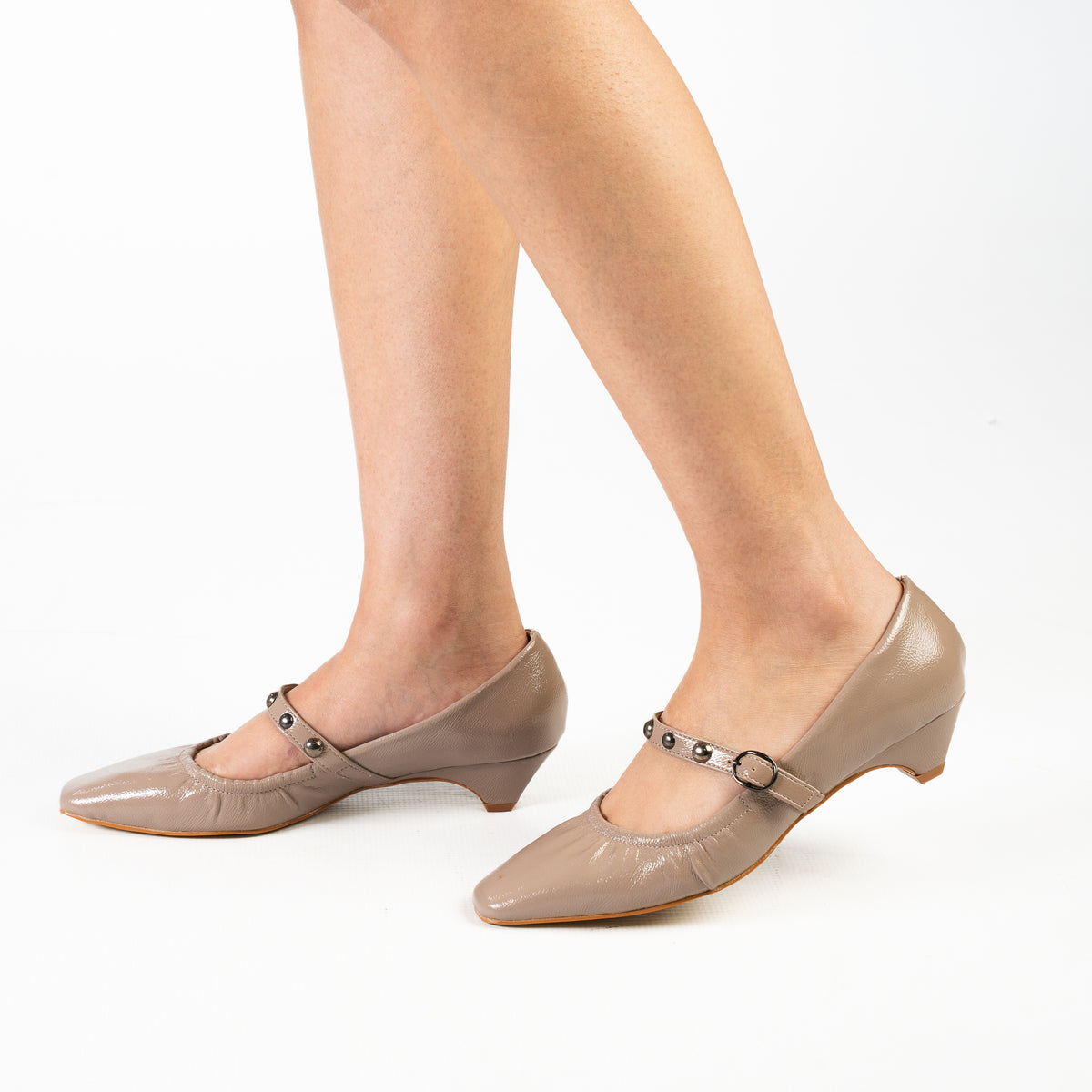 Mitra Women's  pointed toe patent stiletto pumps