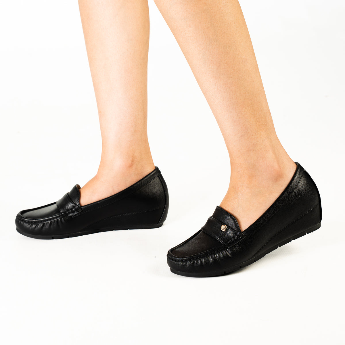 Plasma women's white loafers with elegant strap detailing and comfortable soles.
