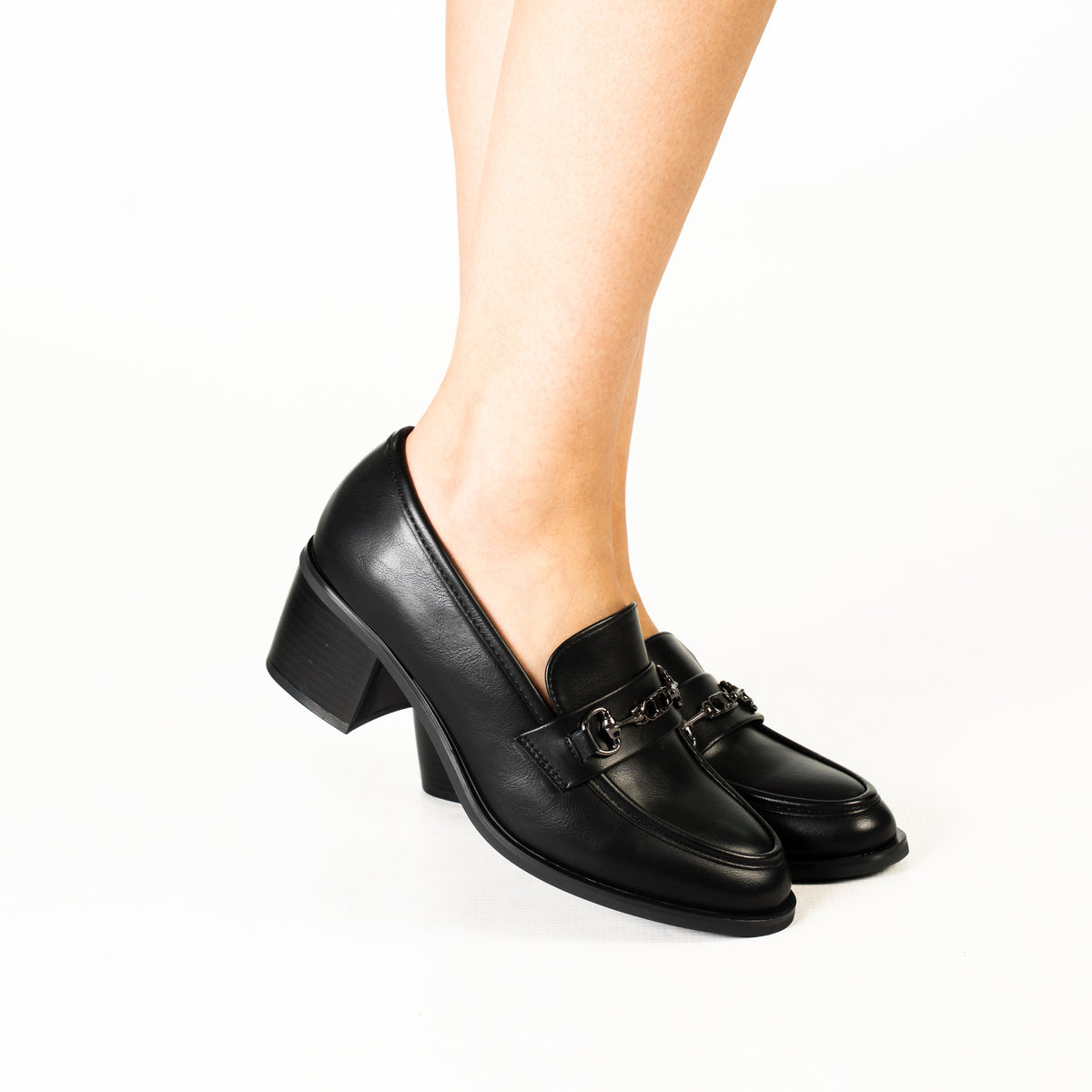 Zura women's block heel buckle detail loafer shoes