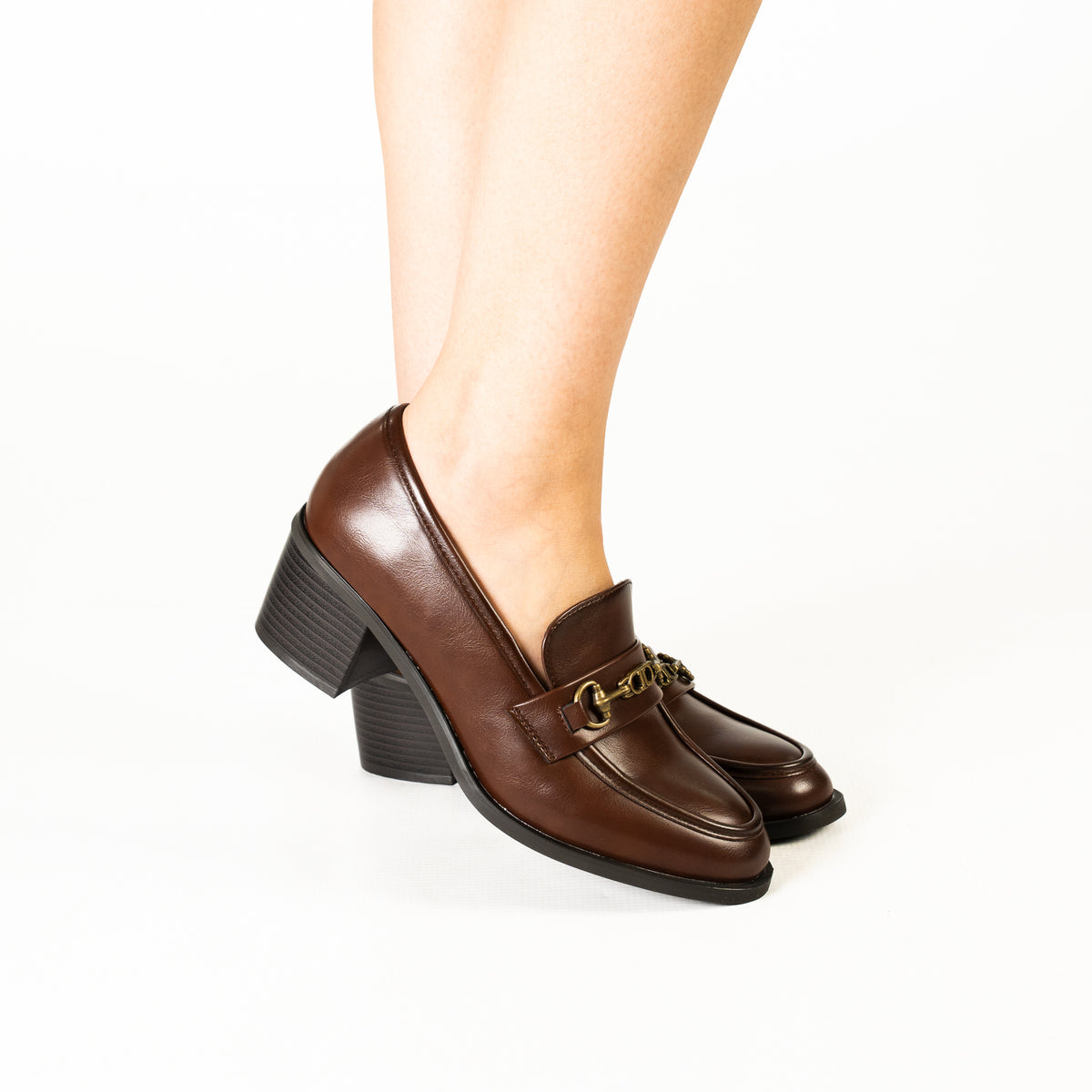 Zura women's block heel buckle detail loafer shoes