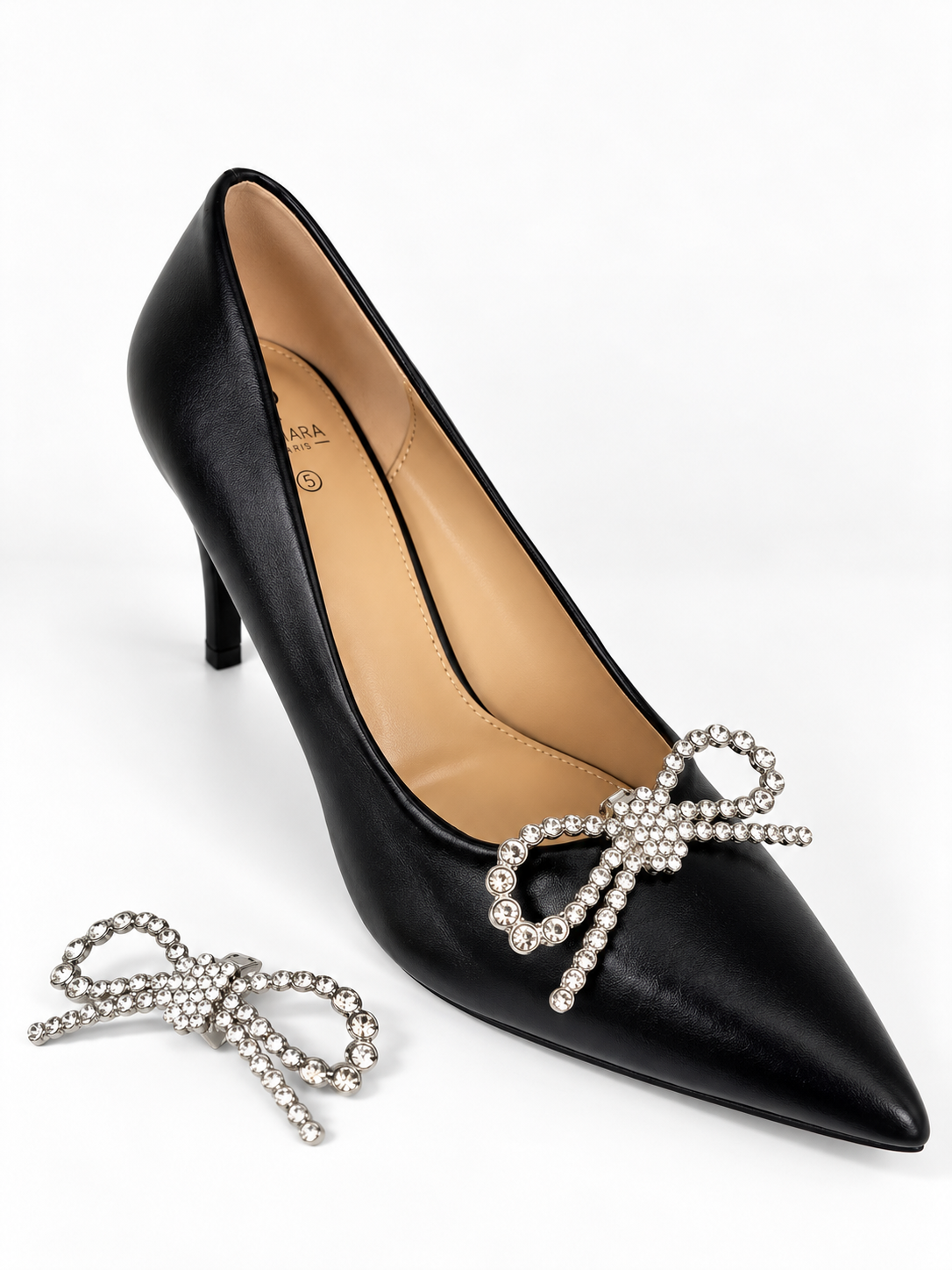 Trim07 2-piece rhinestone bow shoe trim set, sparkling glamour