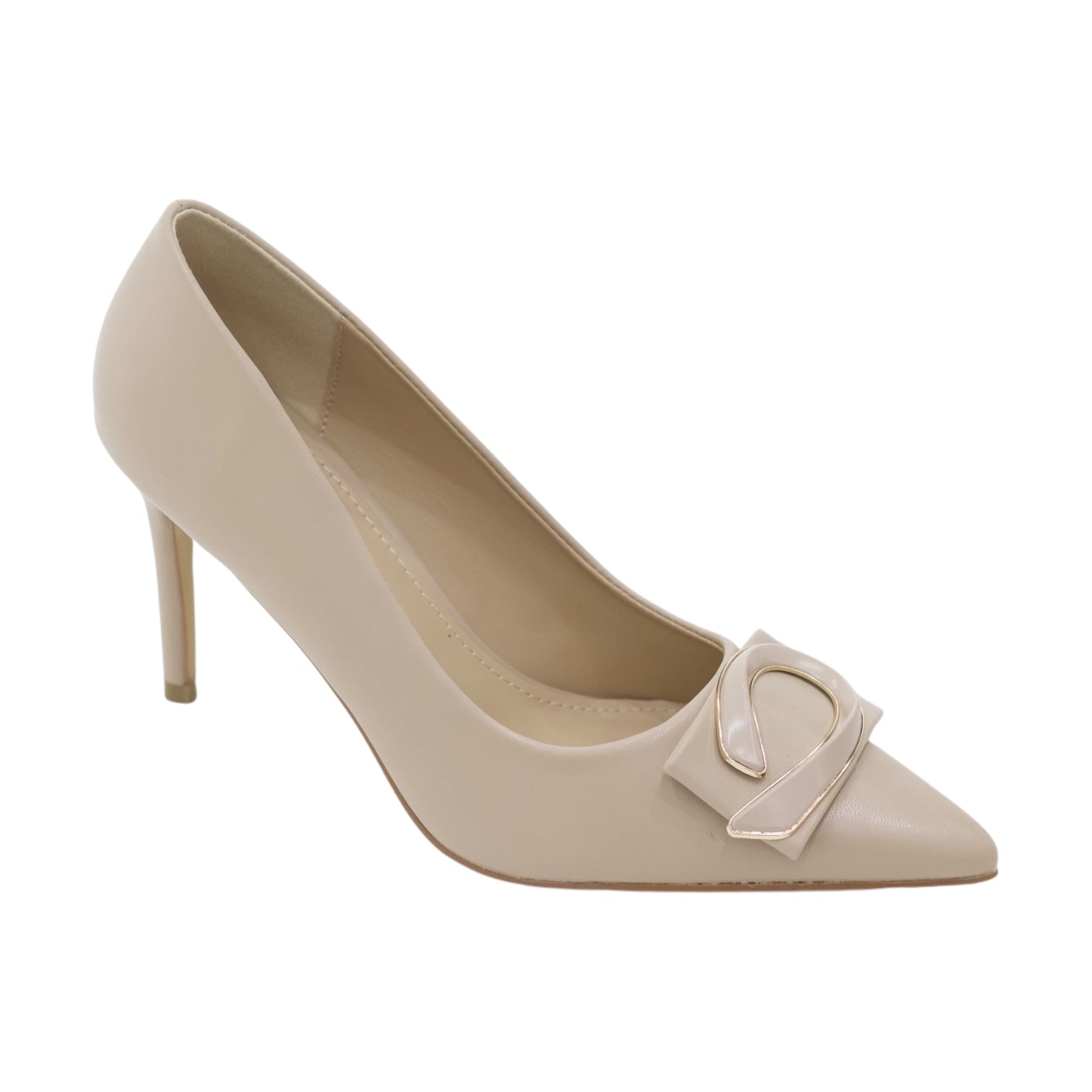 Winona pu 9cm heel court with a trim detailed