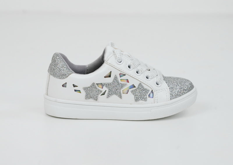 Caris infants lace up glitter sneaker white