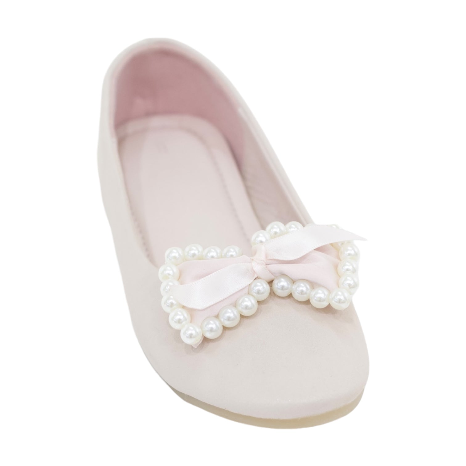 Nitara girls dress pump with a pearls bow pink