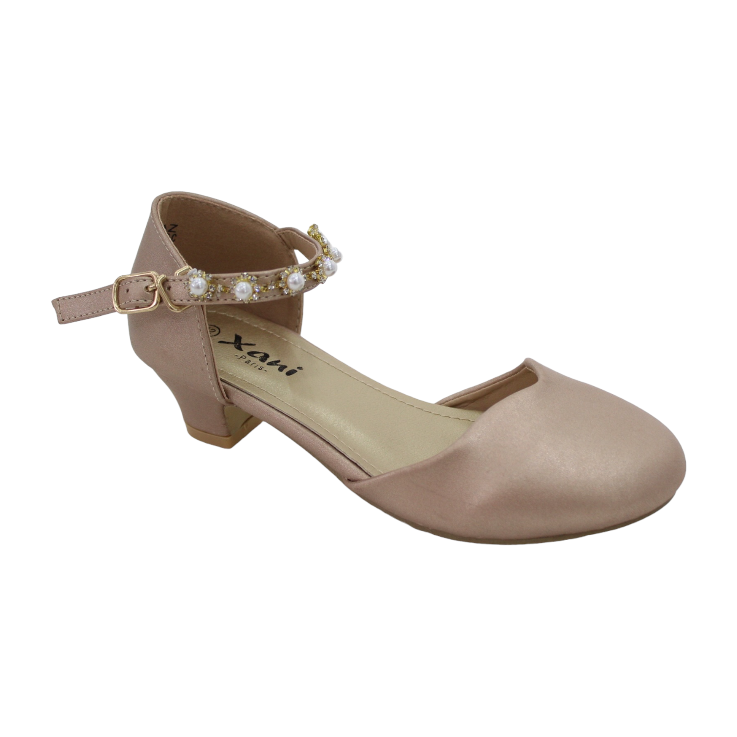 Kiraz girls studded strap detailed dress pump rose gold