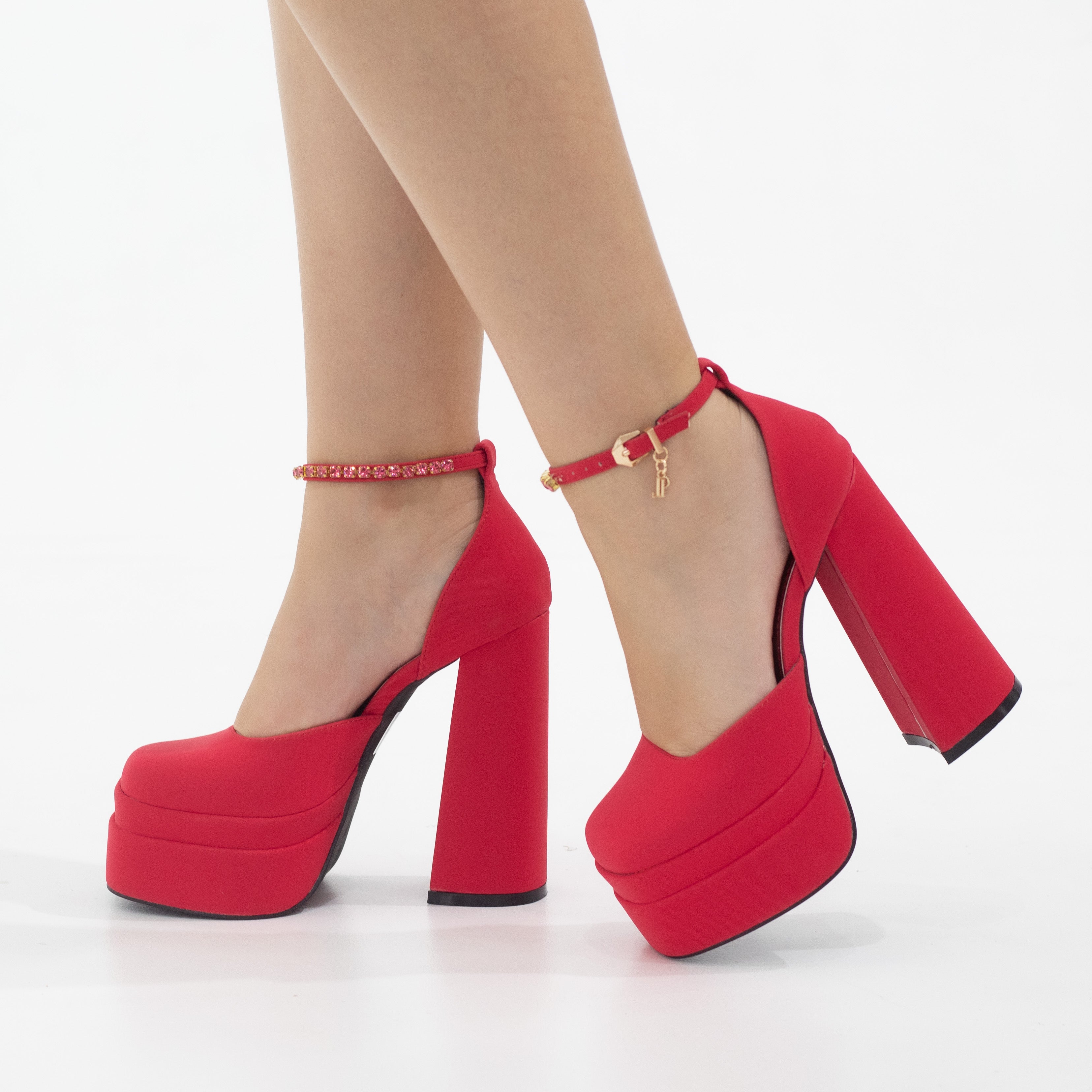 Trixie open waist high 14.5cm heel platform red
