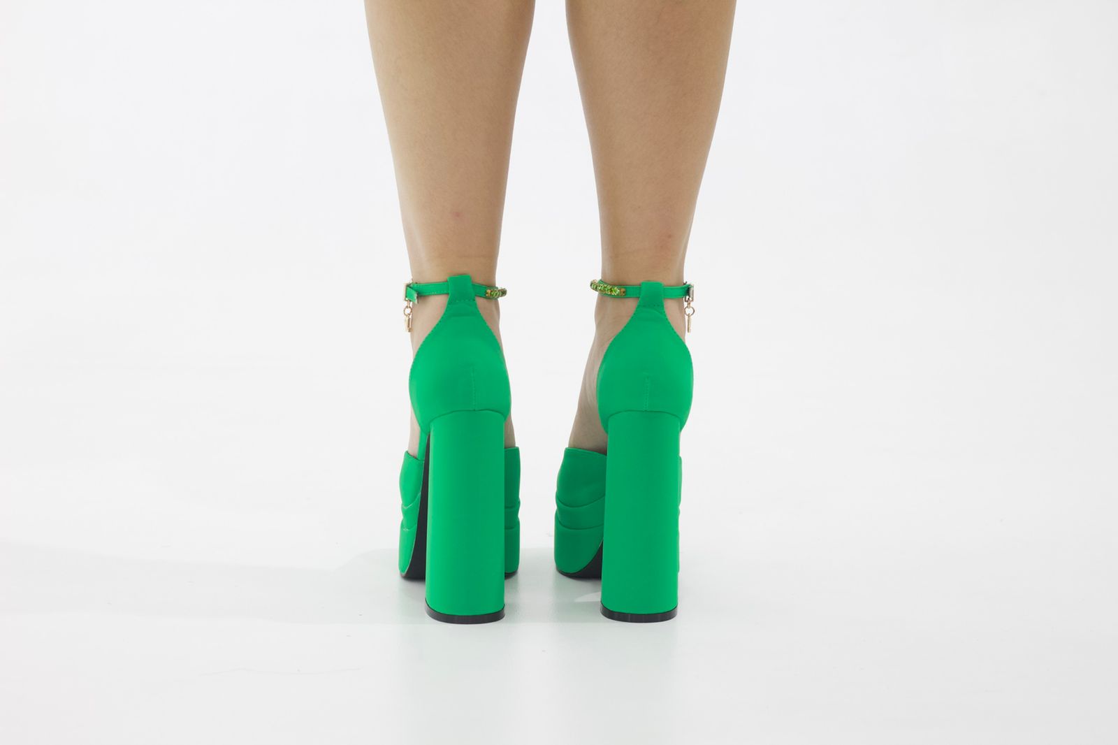 Trixie open waist high 14.5cm heel platform green