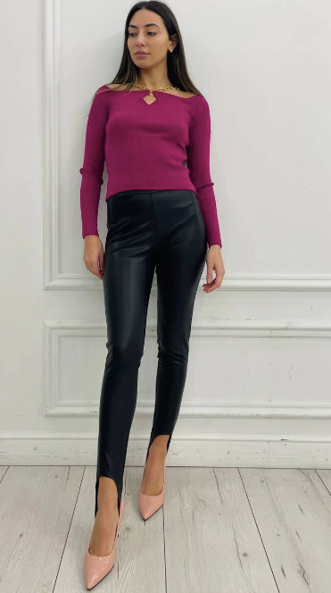 Kasy stirrups vegan leather legging black