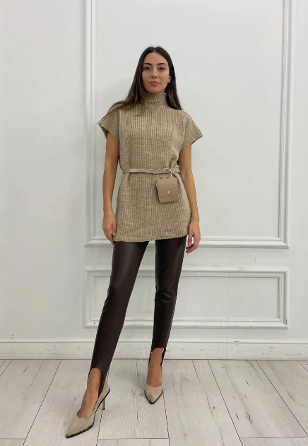 Kasy stirrups vegan leather legging brown