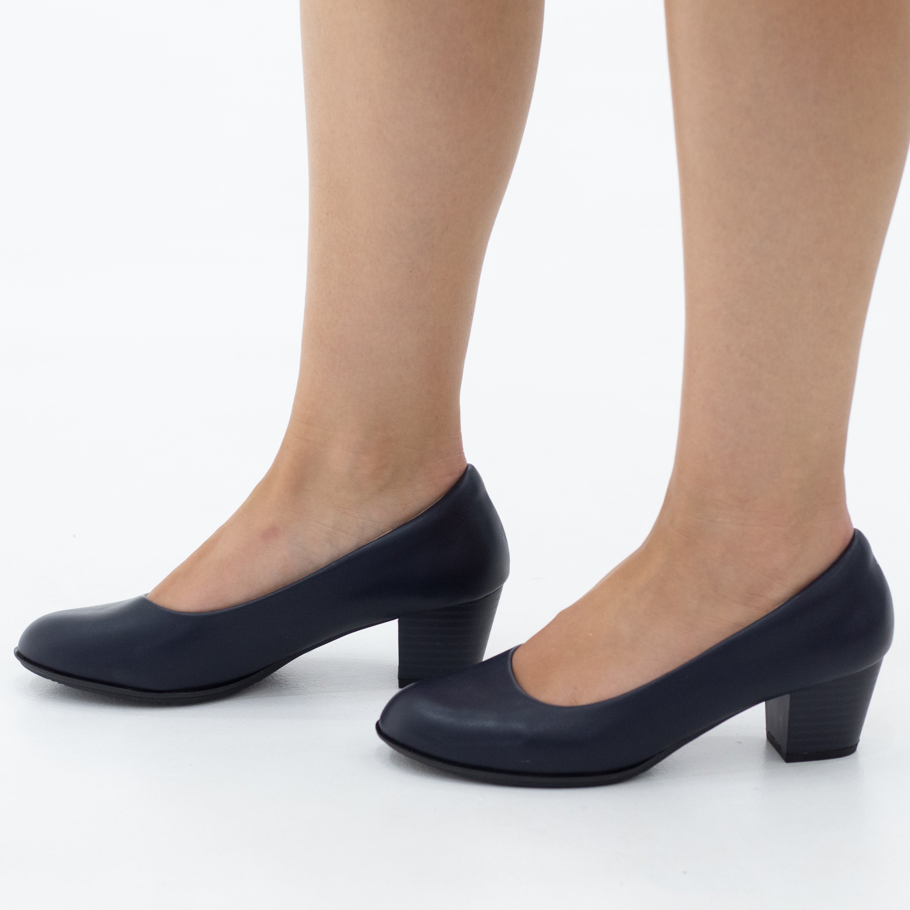 Elina comfy 5.5cm block heel pu court shoe