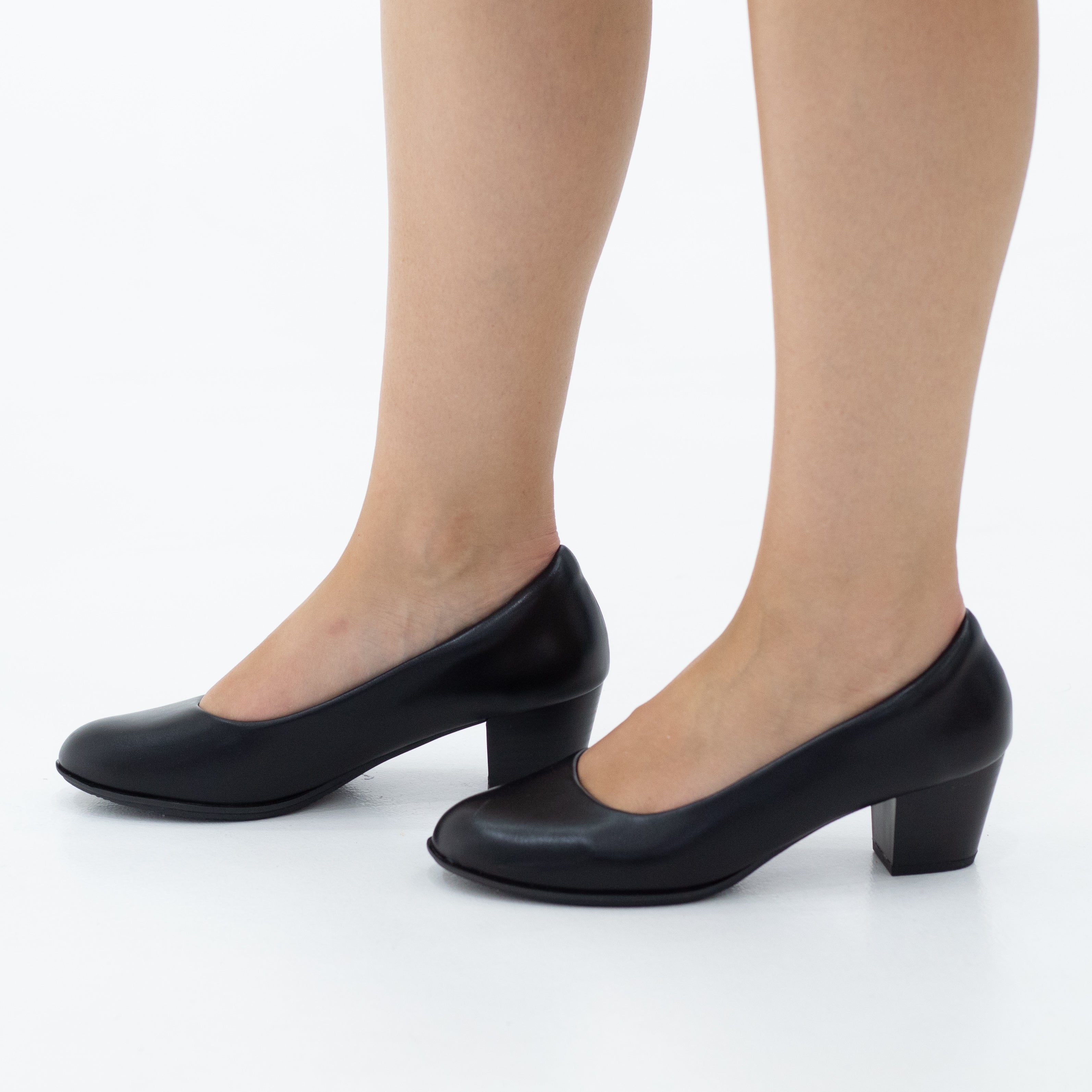 Elina comfy 5.5cm block heel pu court shoe