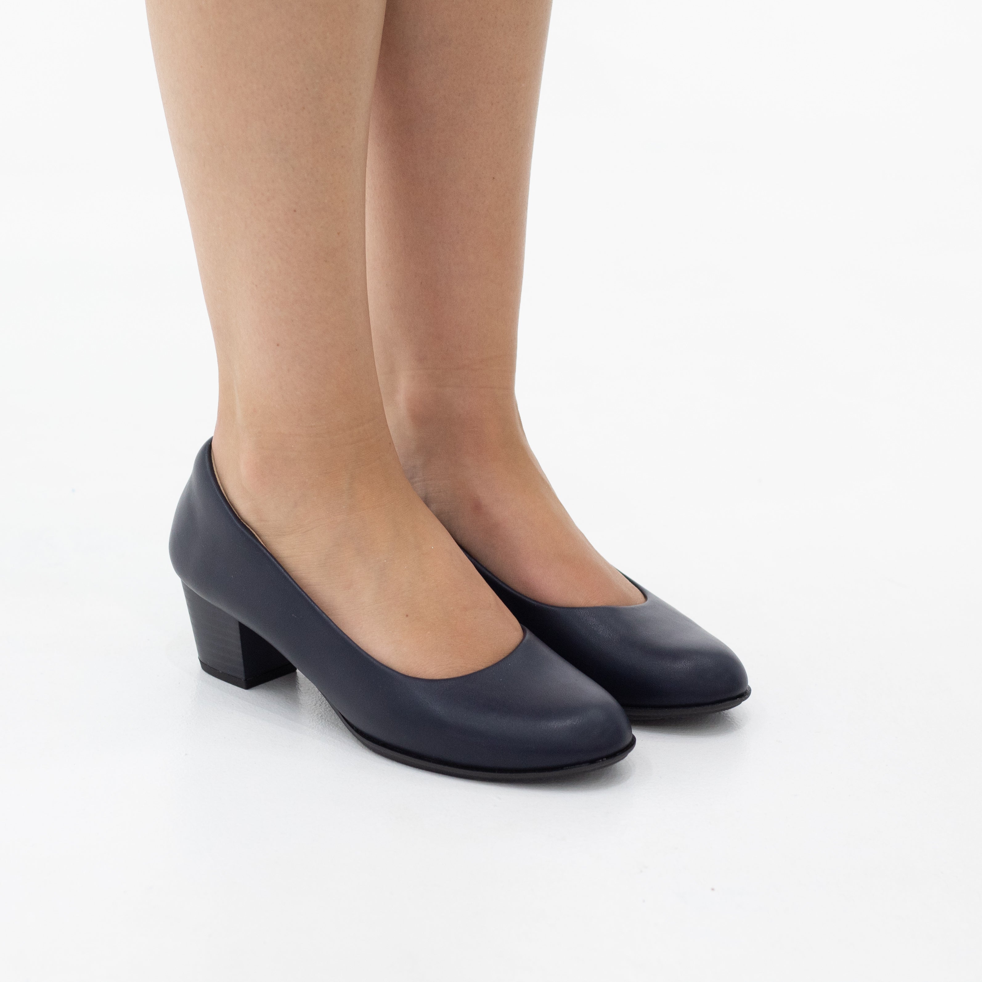 Elina comfy 5.5cm block heel pu court shoe