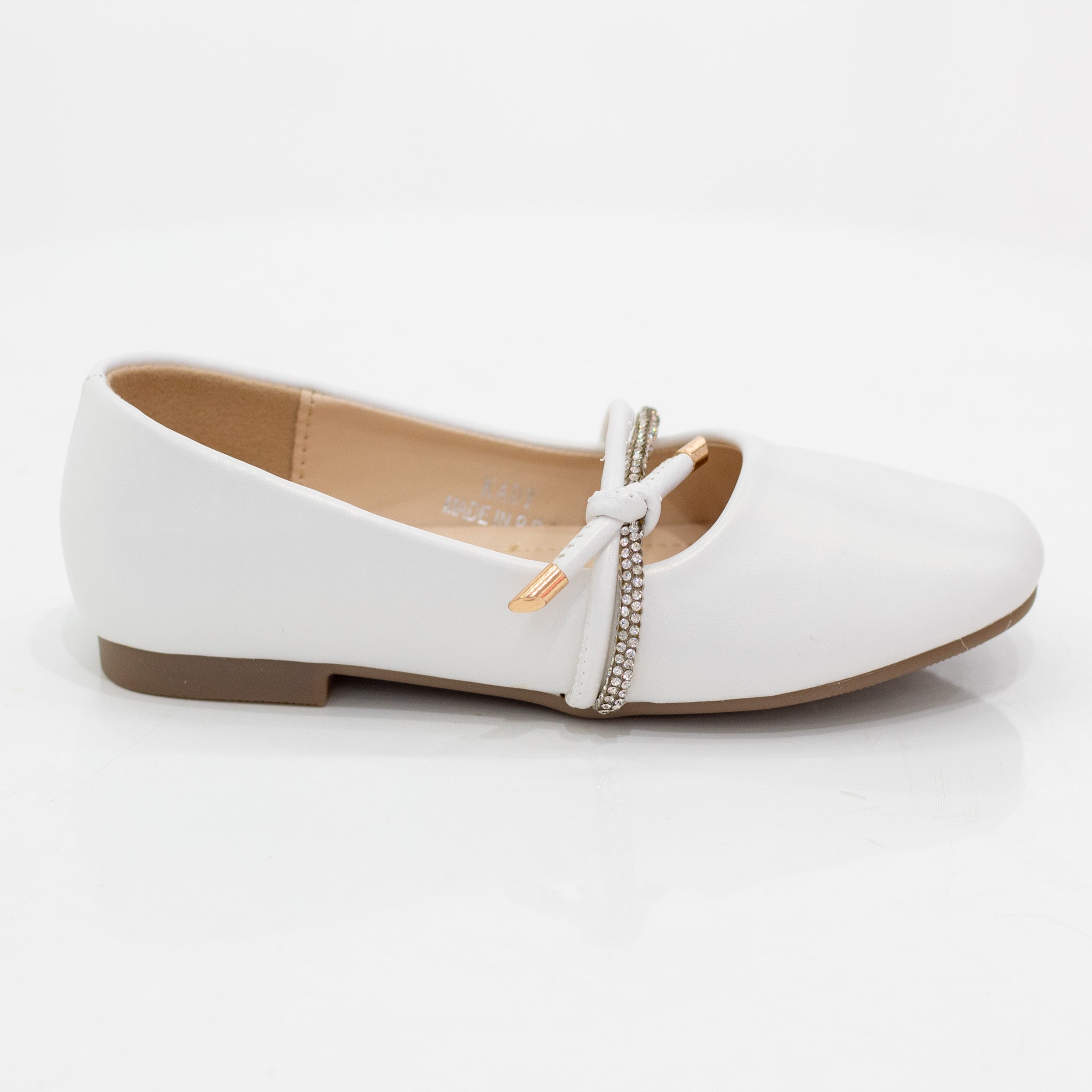 Kady knot belt girls dress pump white