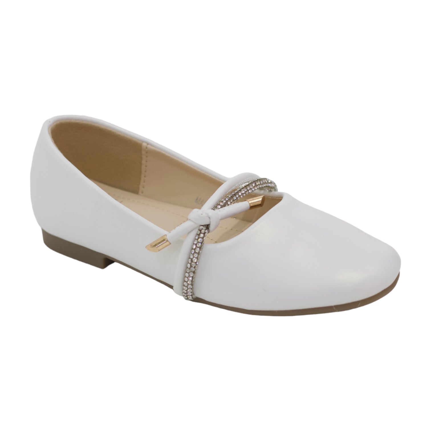 Kady knot belt girls dress pump white