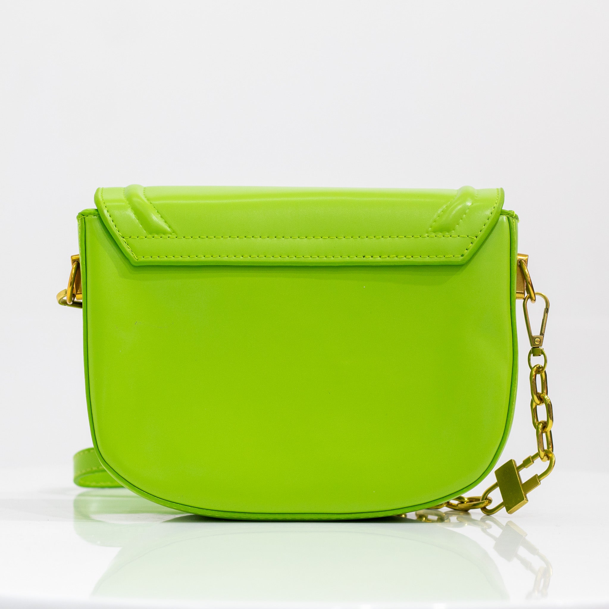Quentin faux leather saddle bag green