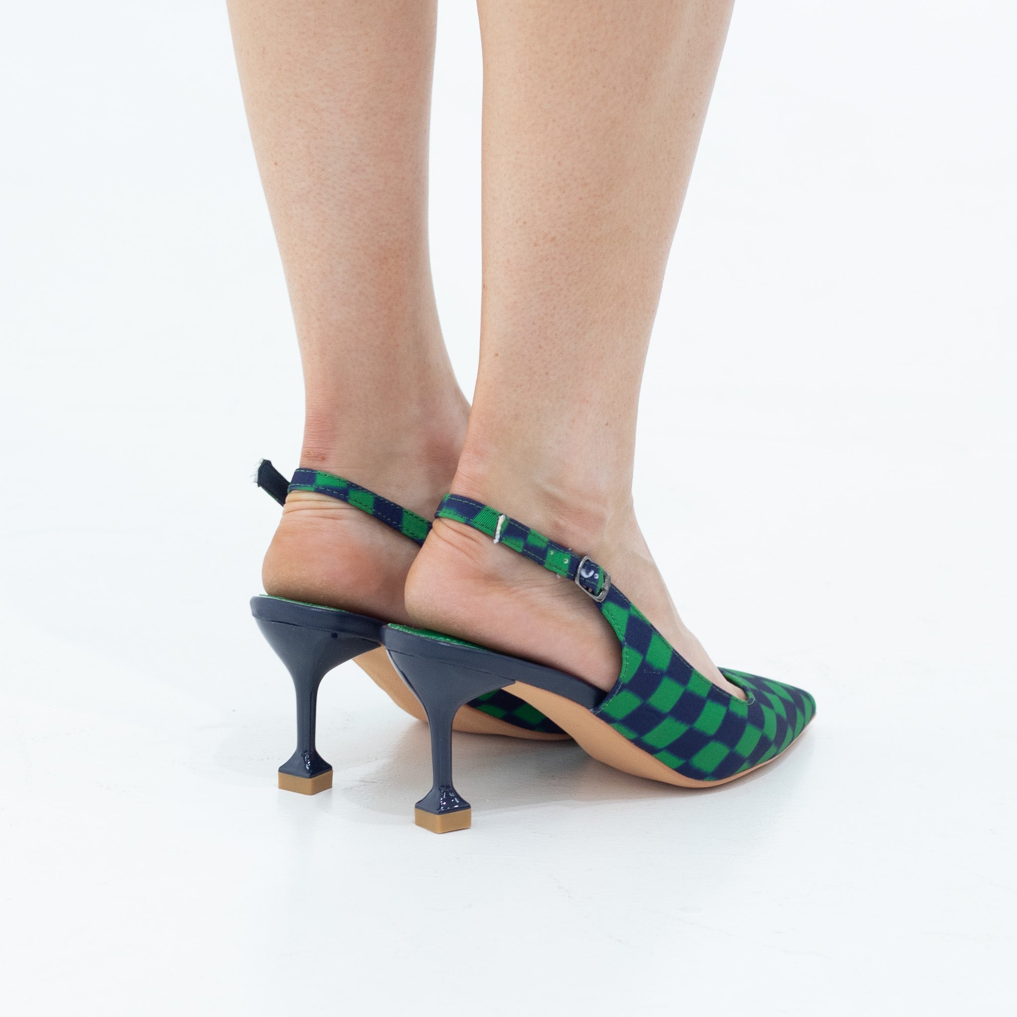 Kalina 7.5cm heel argyle open waist sling back green