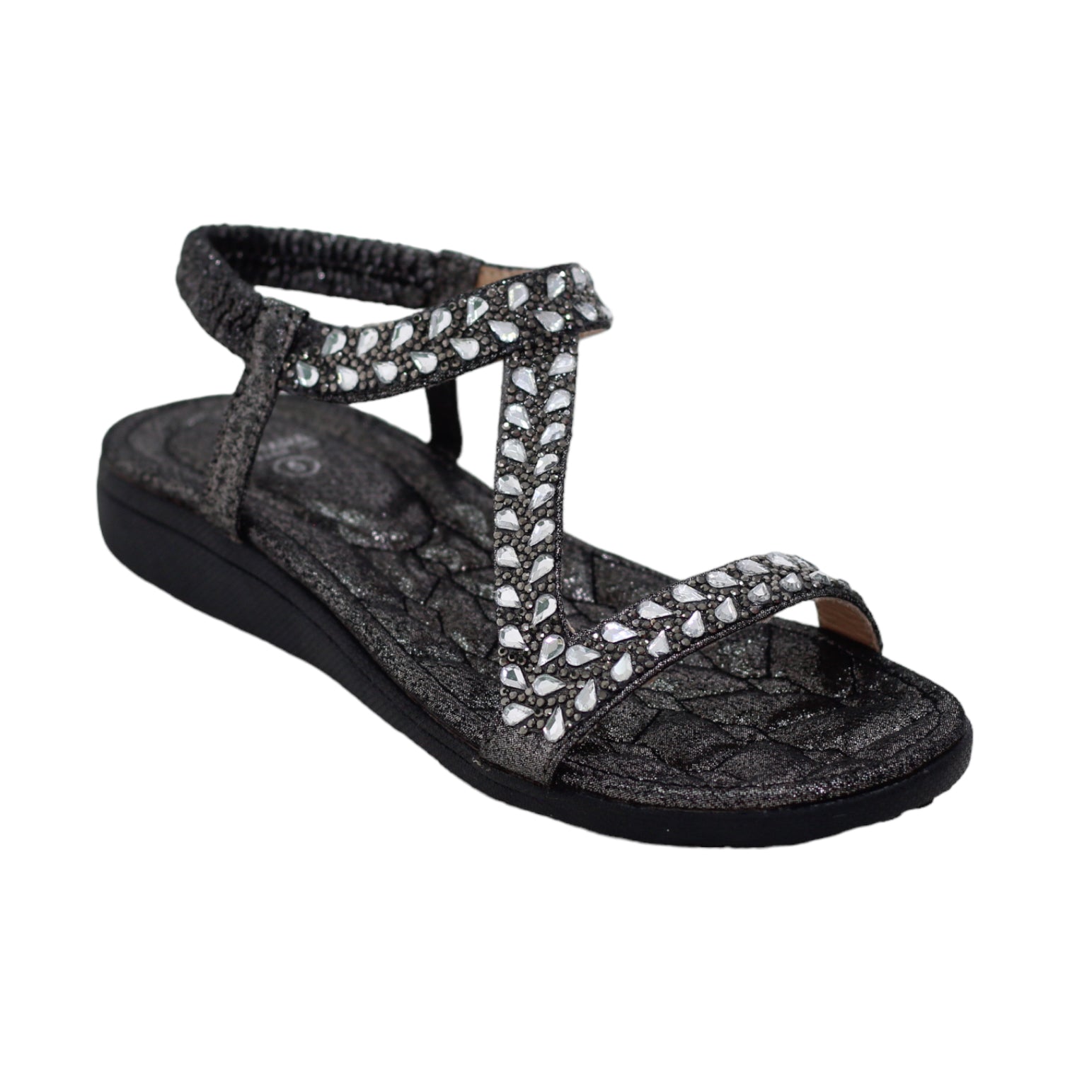 Rabia one studded band sandal on flat unit pewter
