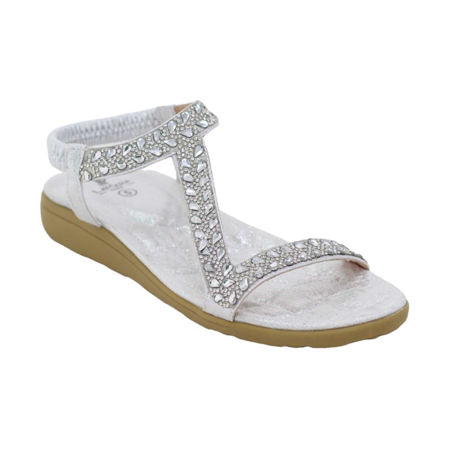 Rabia one studded band sandal on flat unit silver