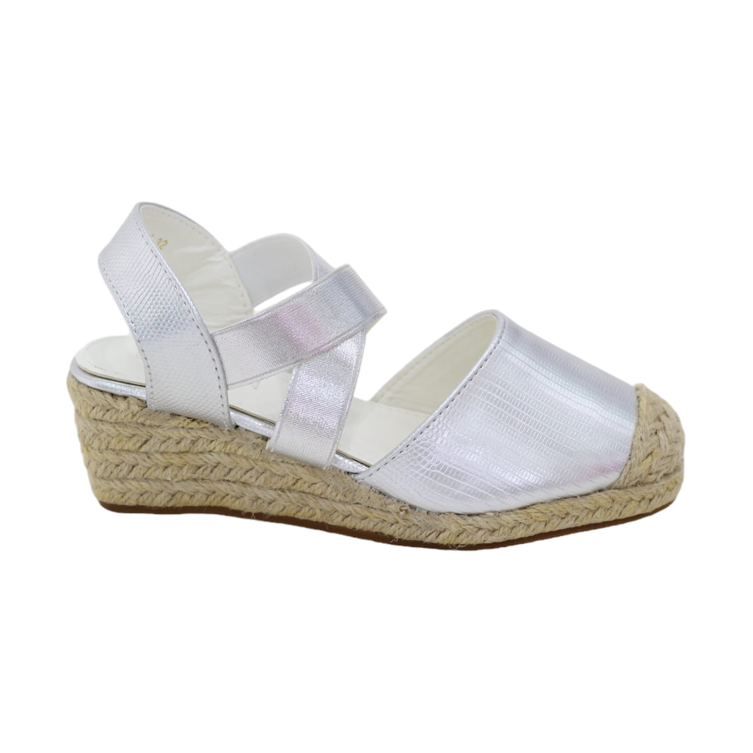 Atero girls wedge espadrille shoe silver