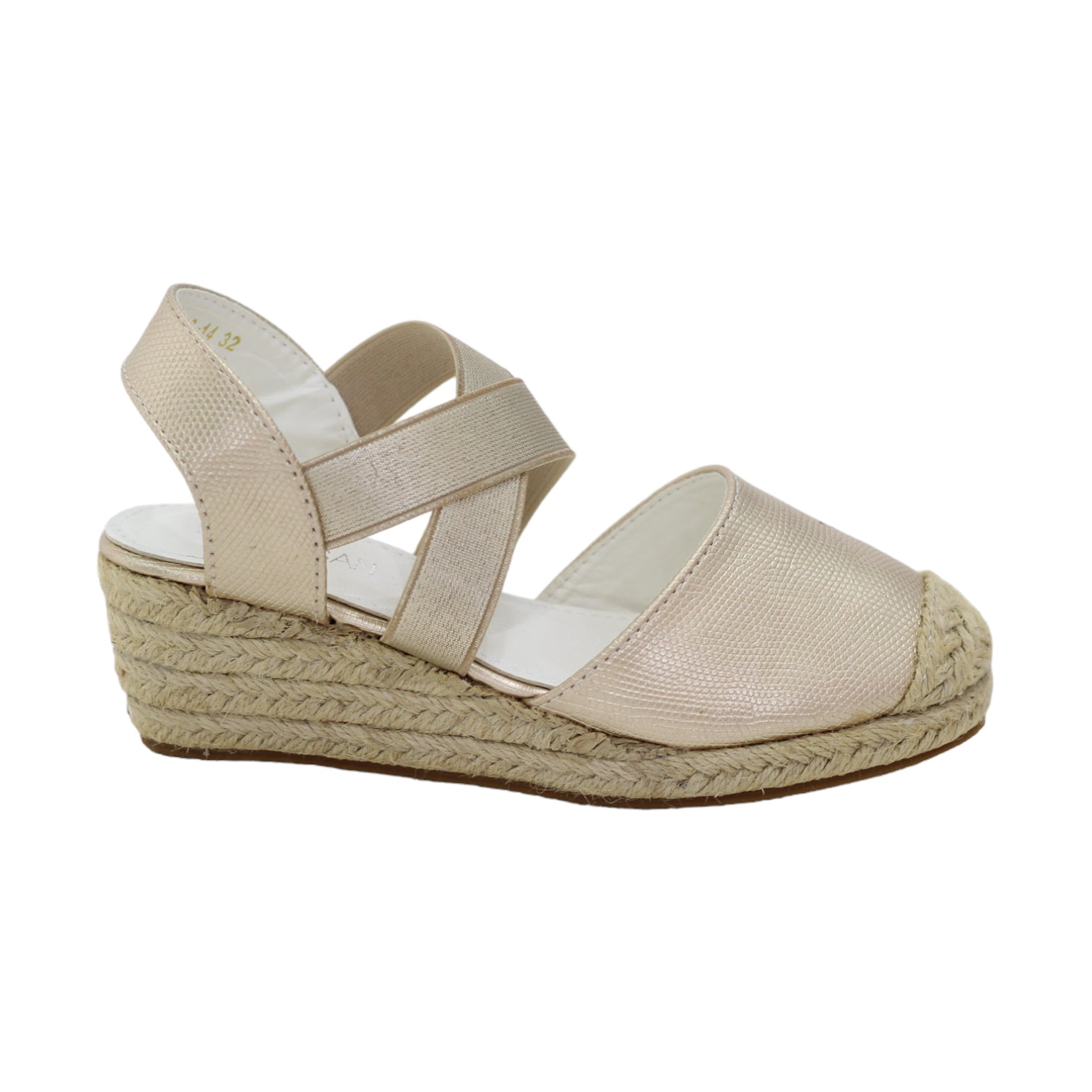 Atero girls wedge espadrille shoe gold