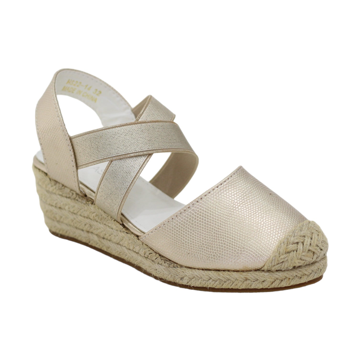 Atero girls wedge espadrille shoe gold