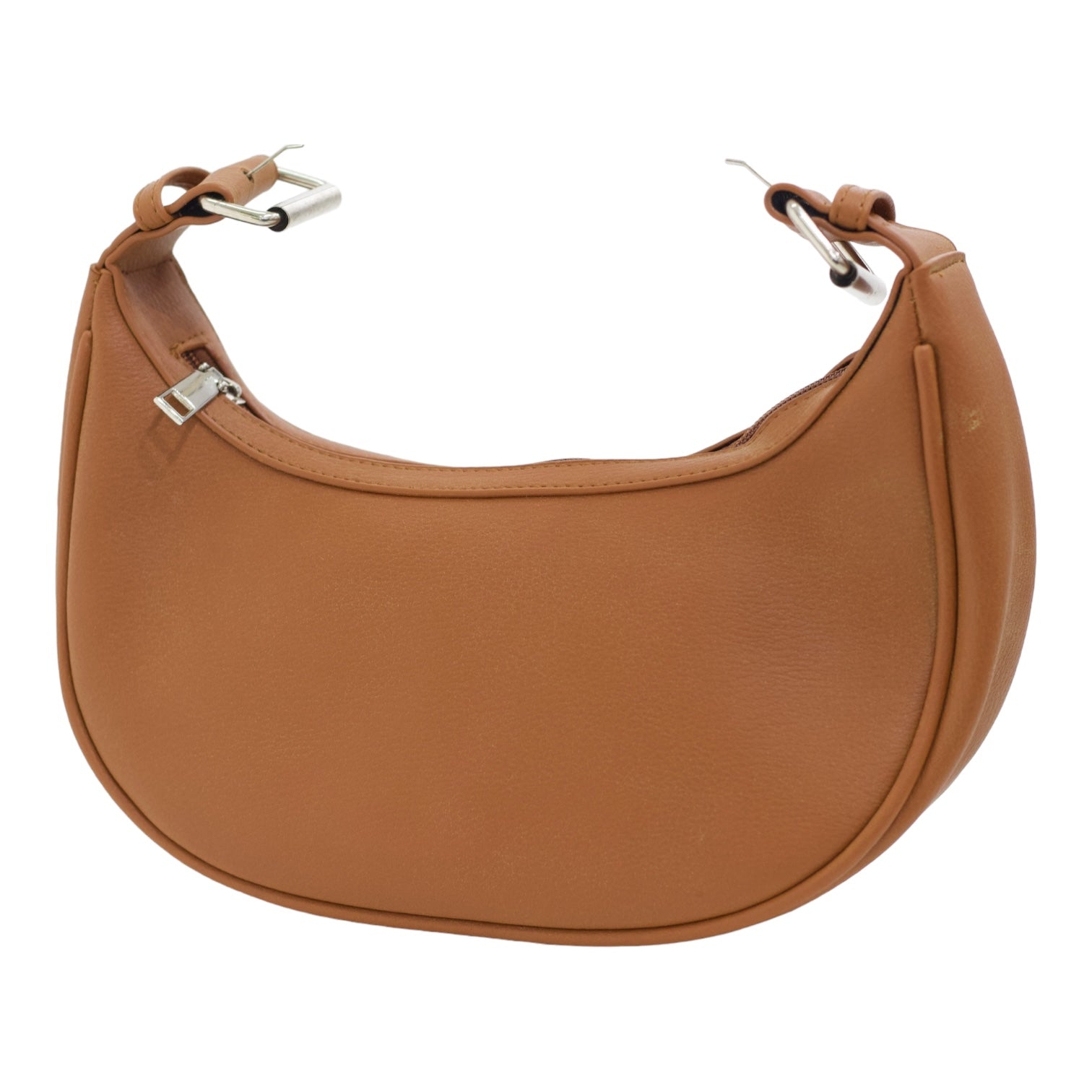 Zek faux leather rigid shoulder bag brown