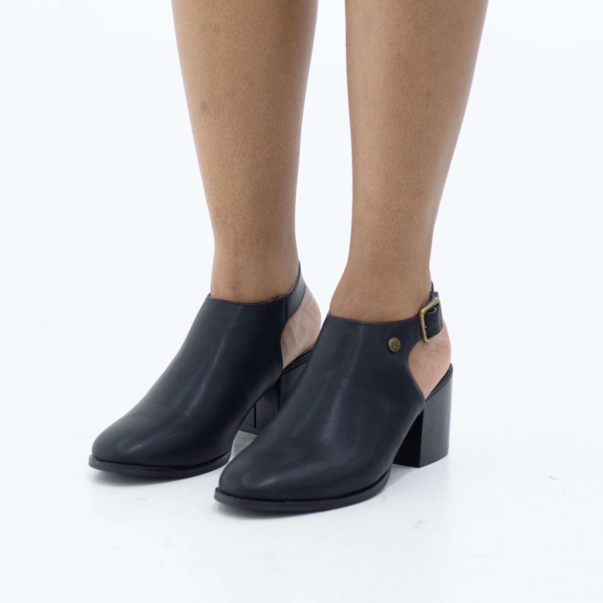 Bossa open back 6.5cm heel ankle boot black