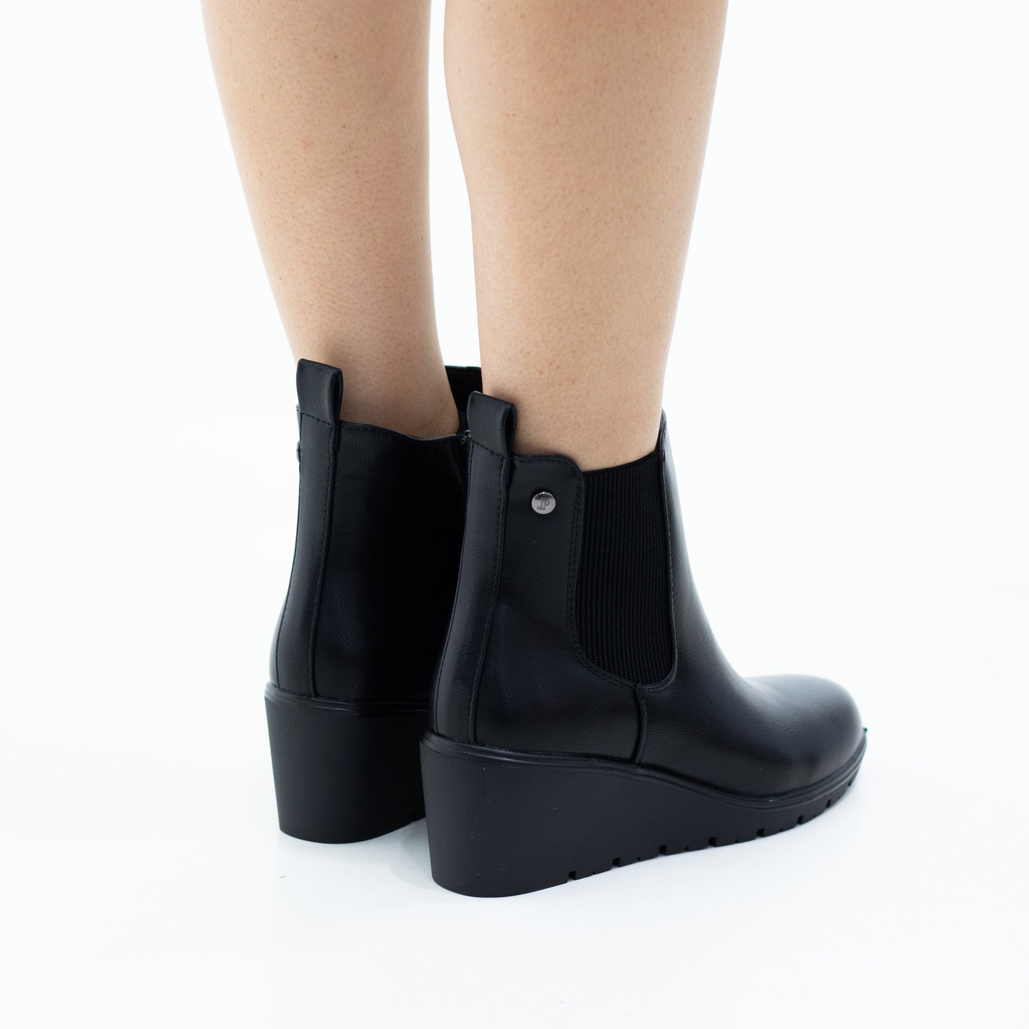 Tara pu chelsea 6cm wedge heel ankle boot black