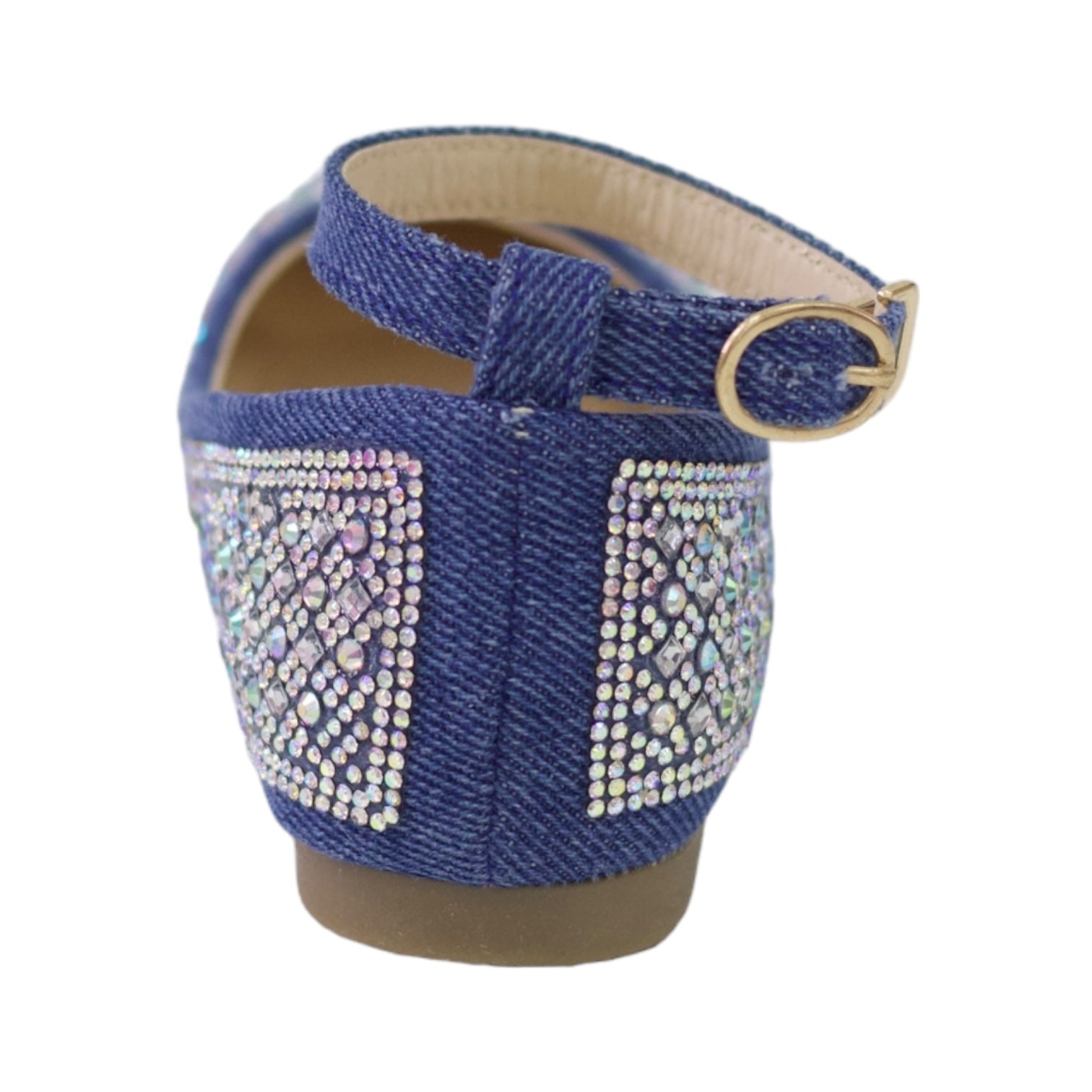 Millie girls denim ballarina with pearls blue