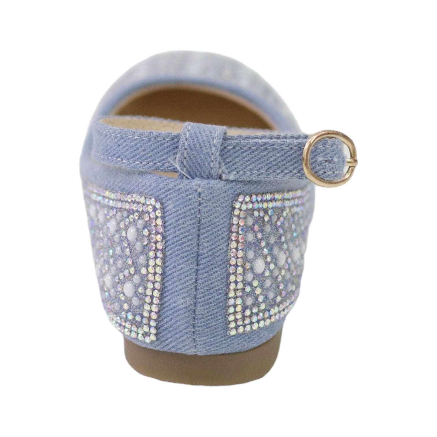 Sloane inf girls denim ballarina with pearls blue