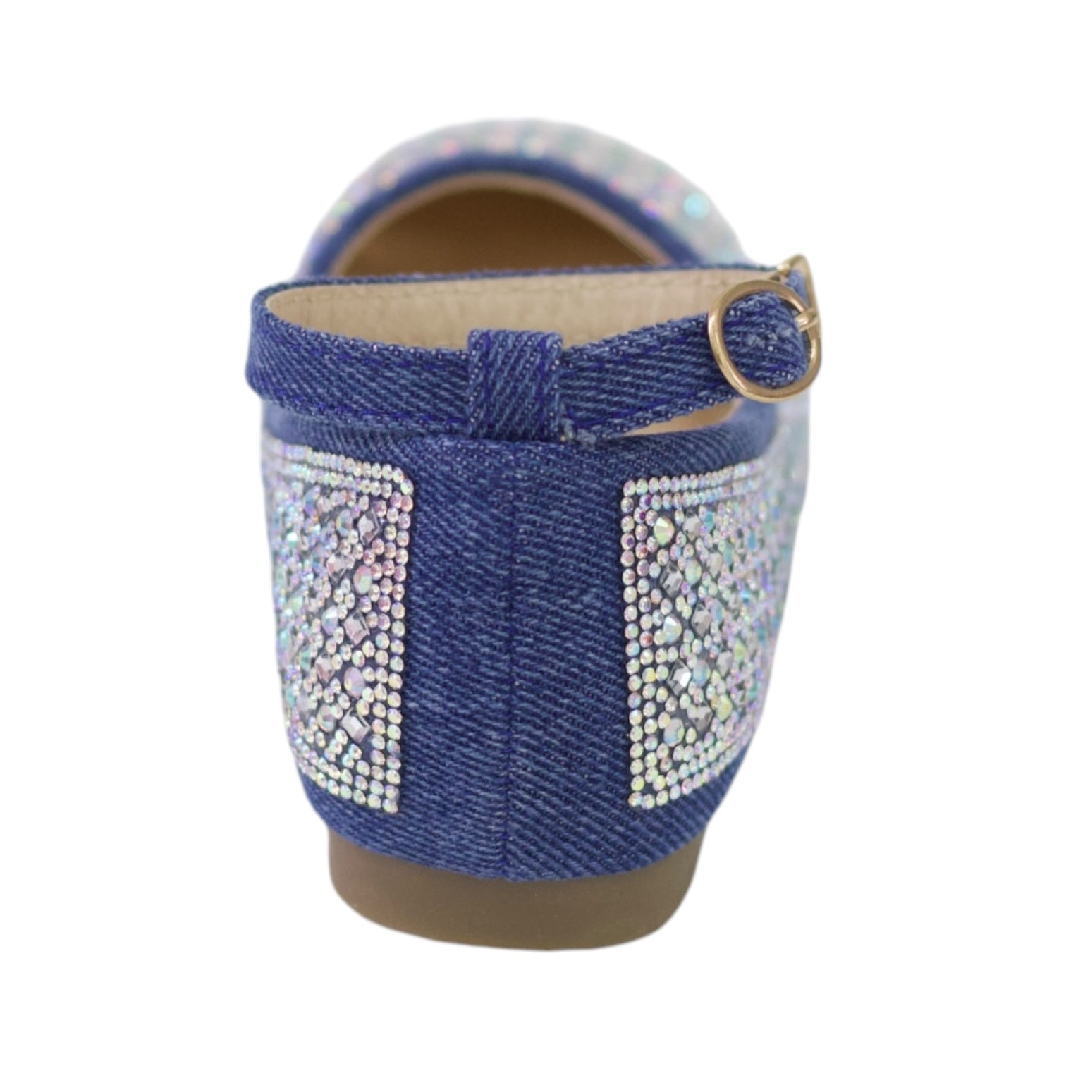 Millie inf girls denim ballarina with pearls blue