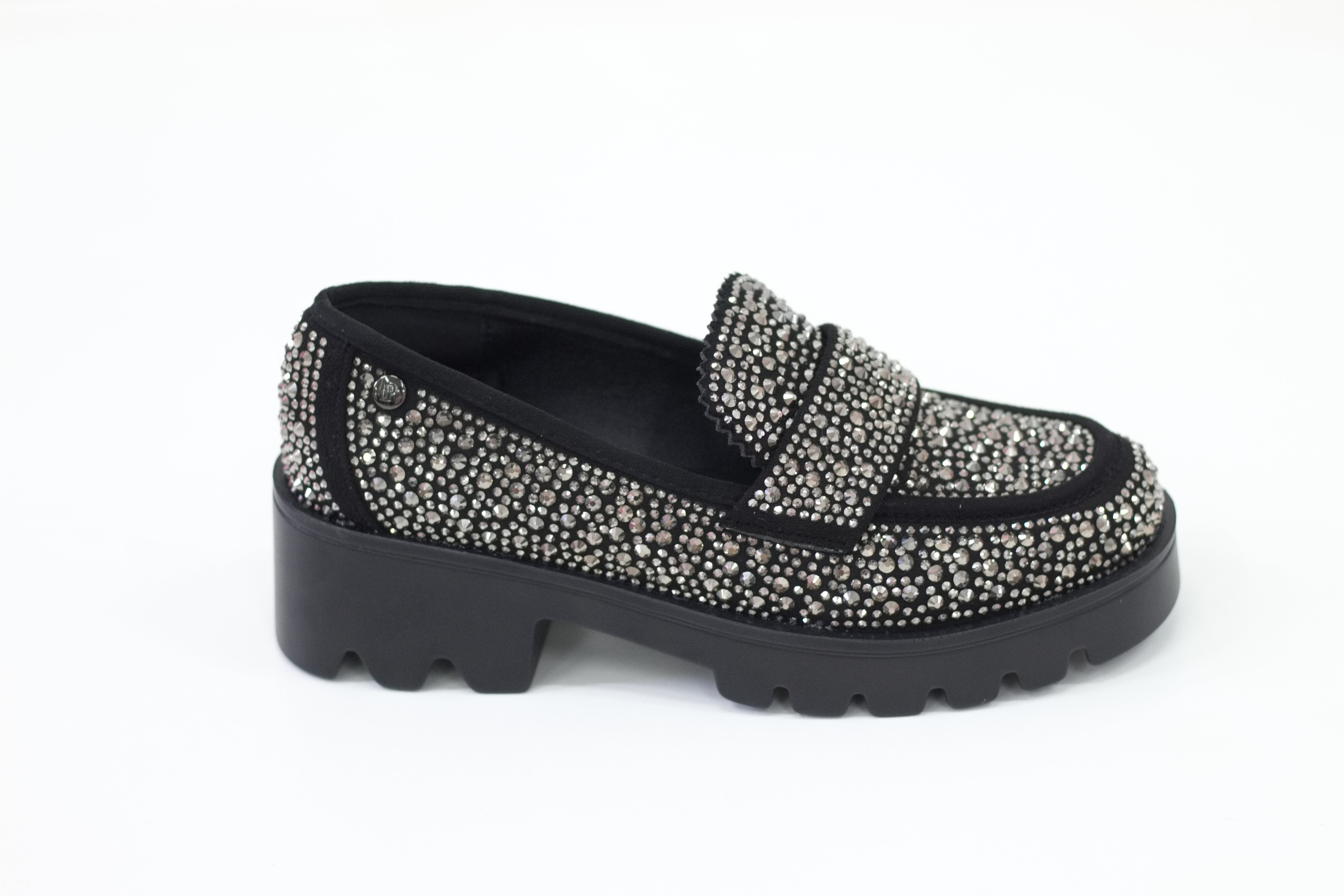 Review chuncky diamante slip-on moc black