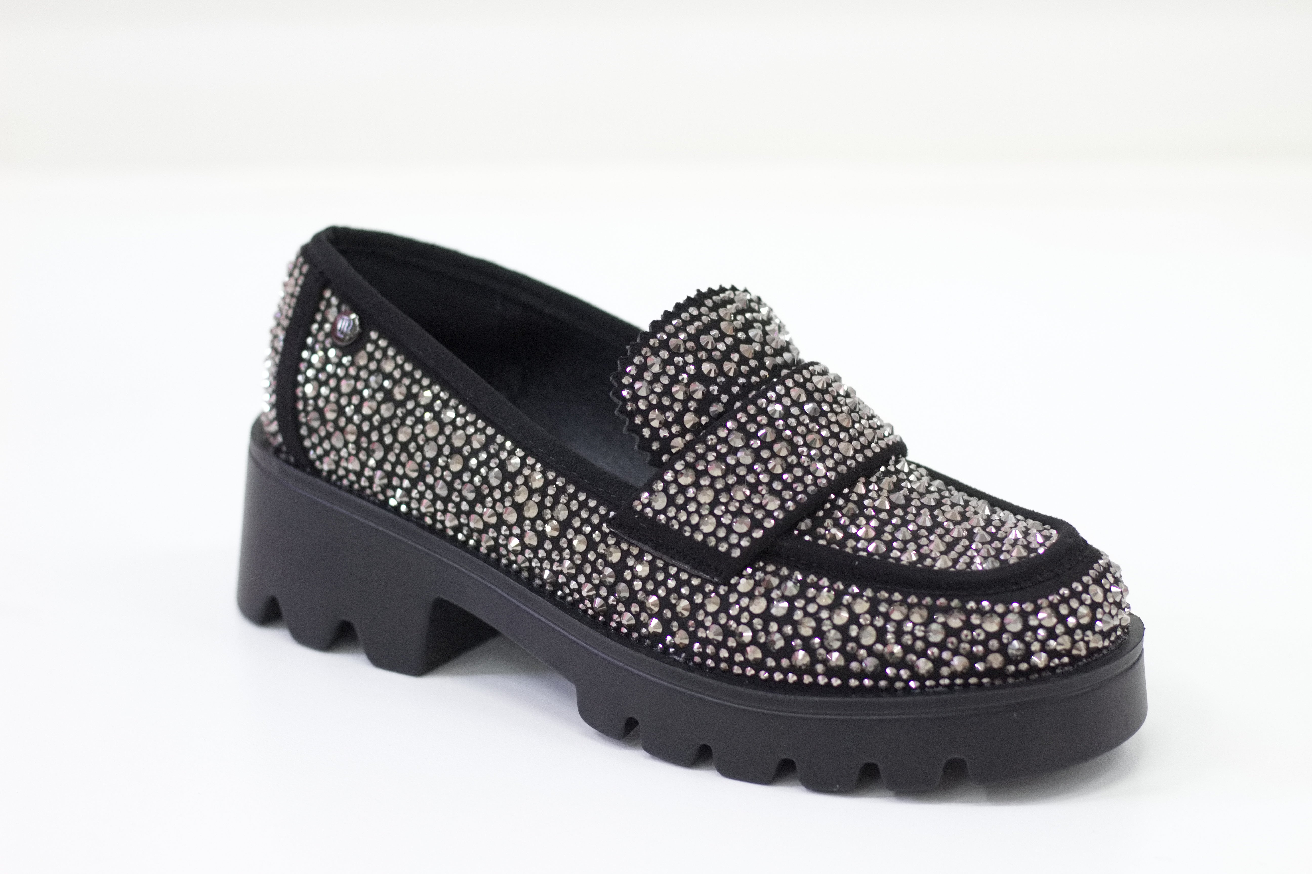 Review chuncky diamante slip-on moc black