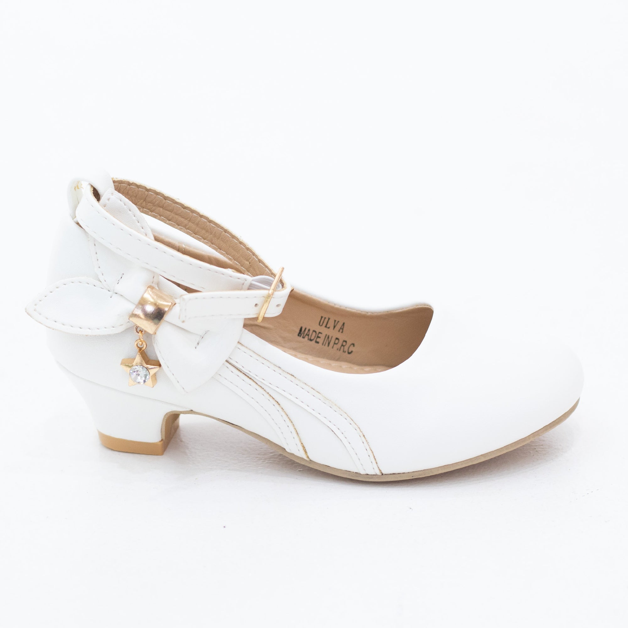 Ulva infant girls ankle strap dress pump with a side back bow detailed