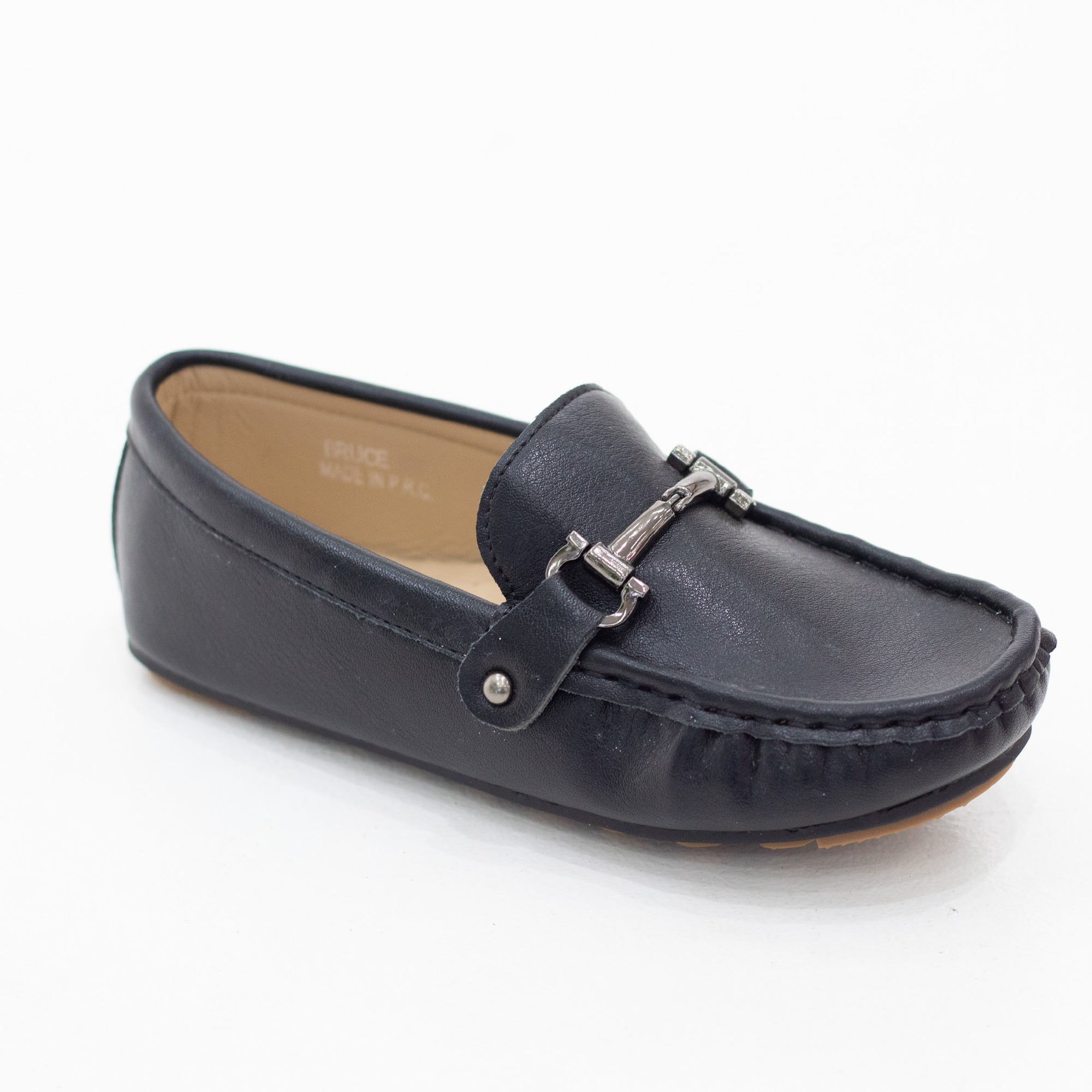 Bruce youth boys moc shoes with a gun metal buckle