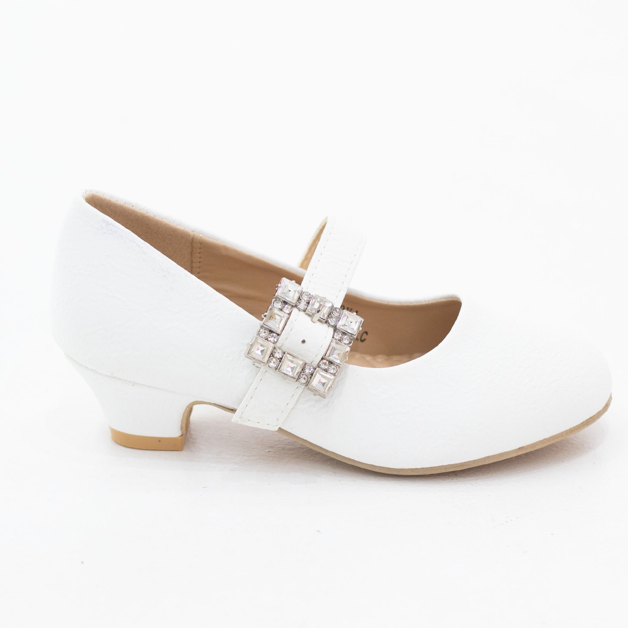 Tova infant girls mat dress pump with a diamante buckle