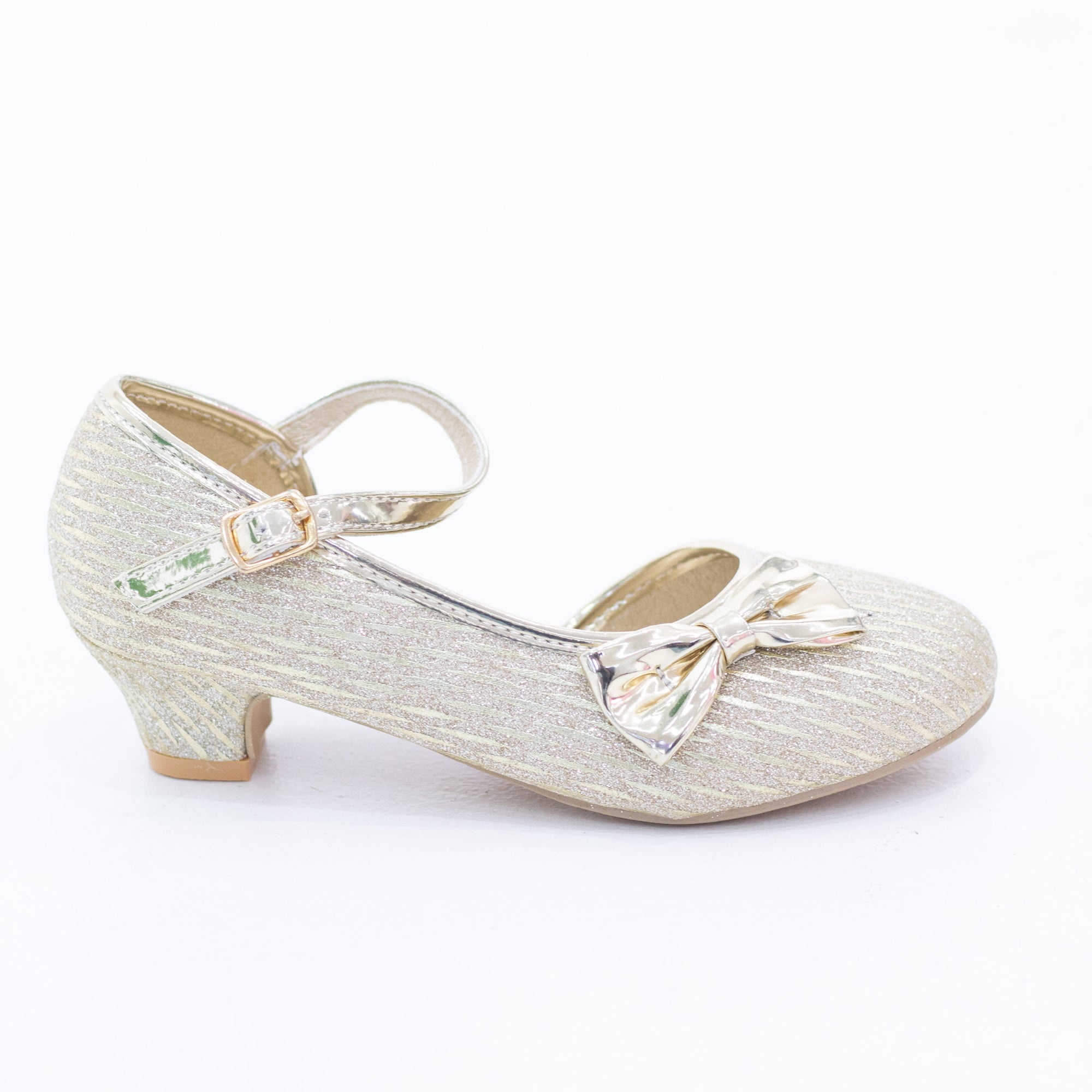 Pia girls open waist dress shoe with a side bow