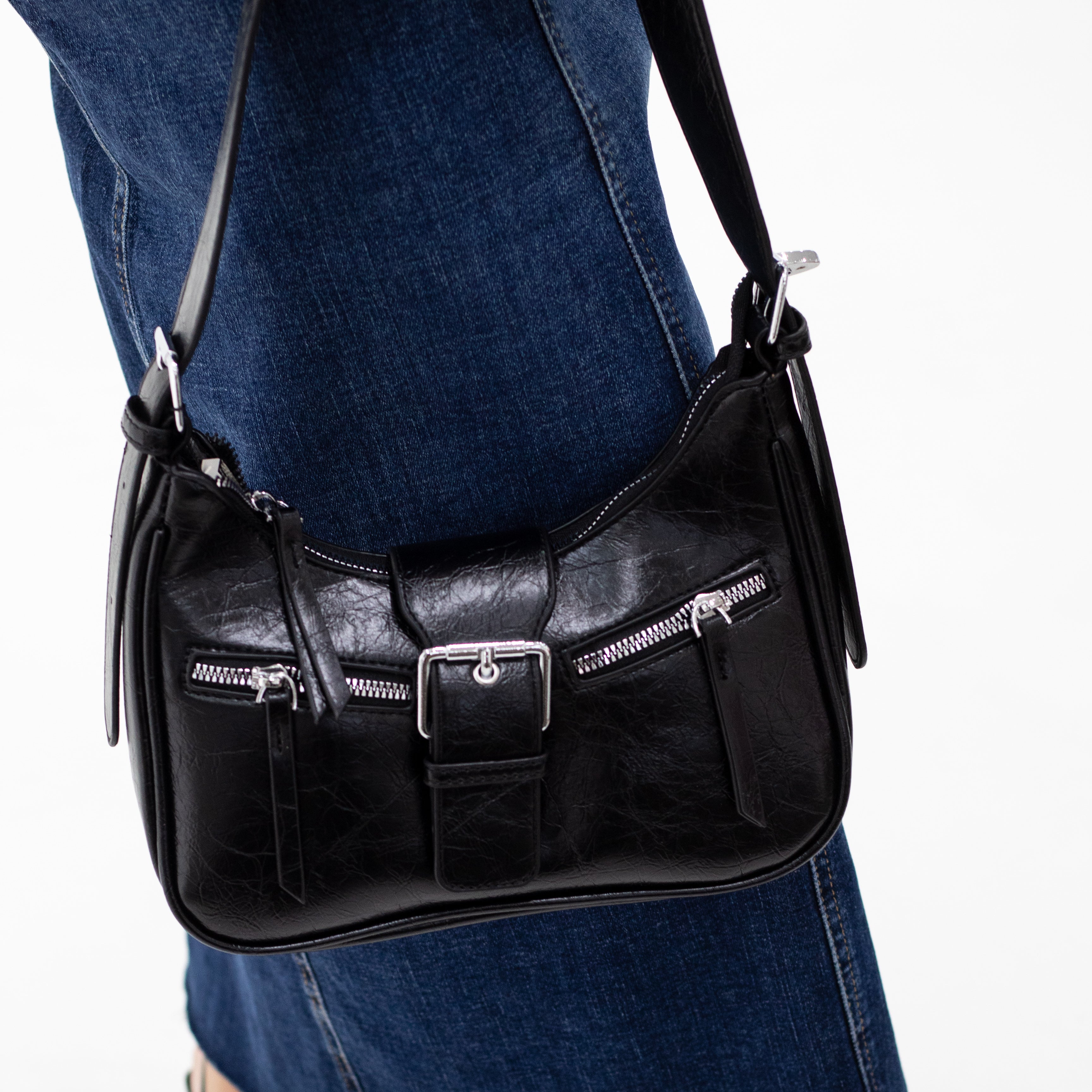 Cristin faux leather mini hand bag black