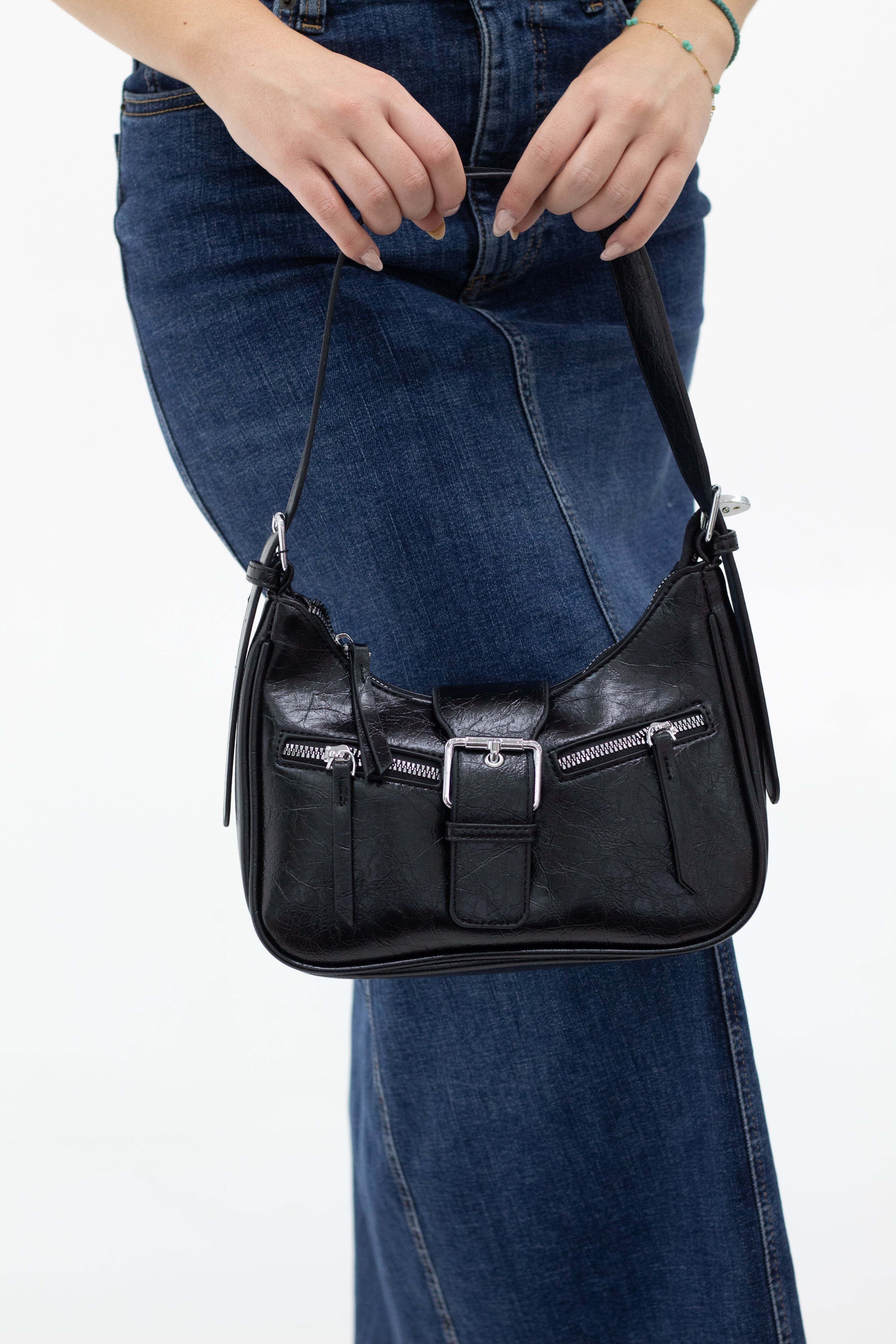 Cristin faux leather mini hand bag black