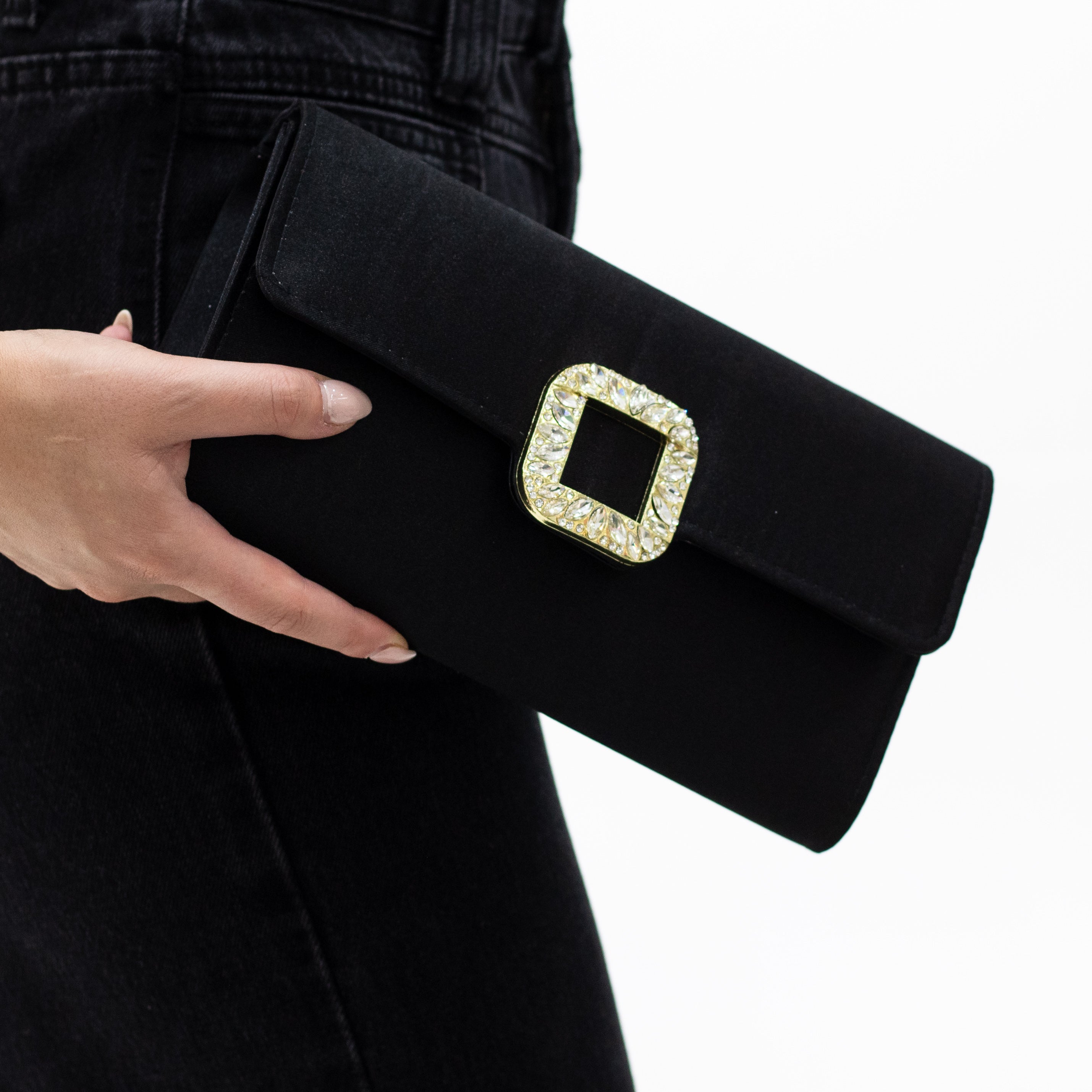 Canisha satin  sqr trim clutch bag