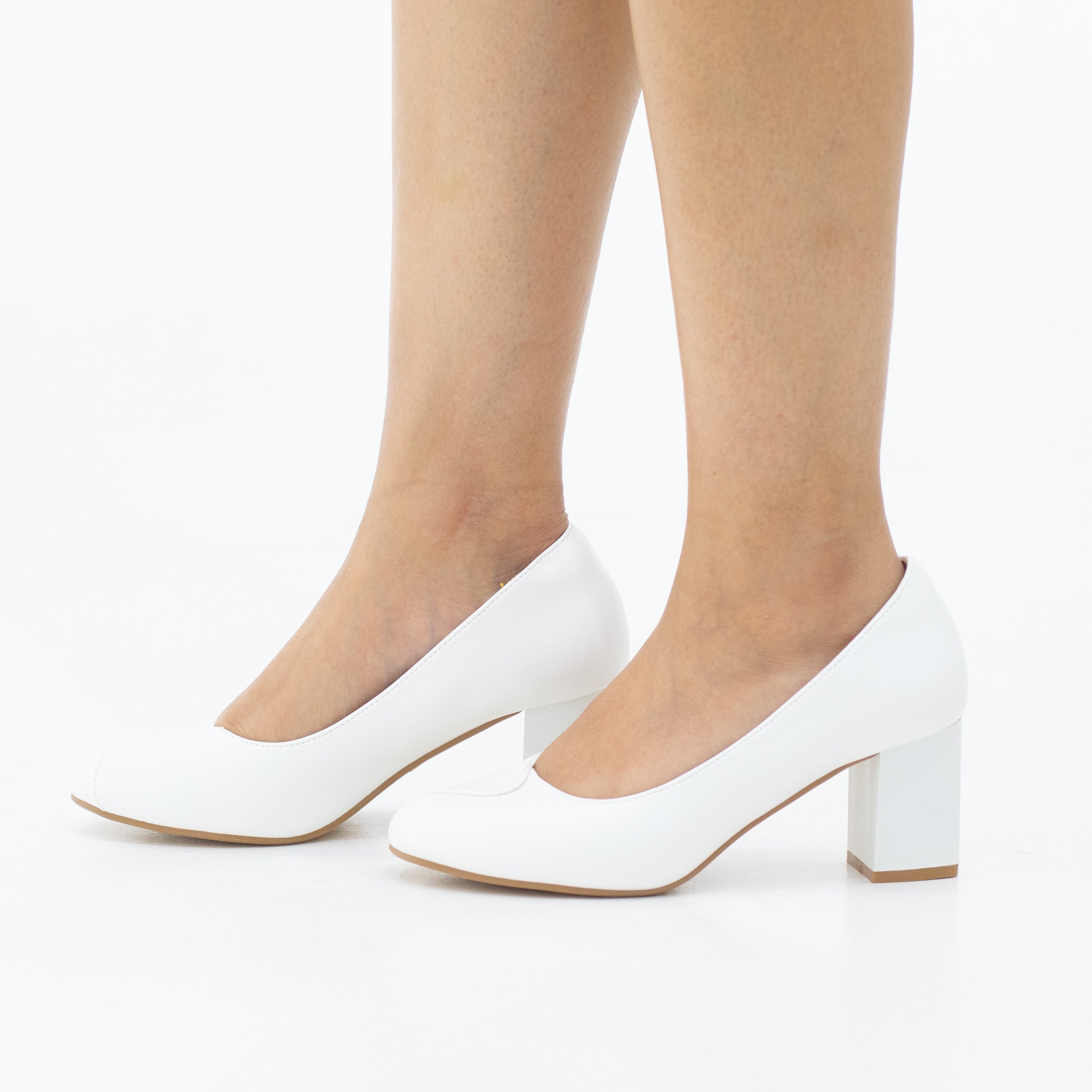 Marika comfy 6.5cm block heel round toe embroided court shoe