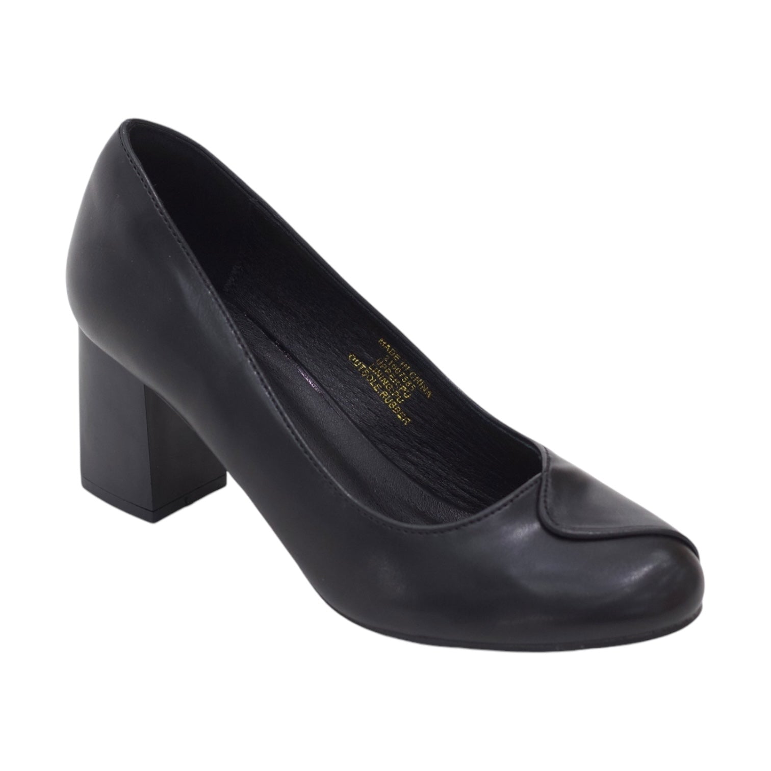 Marika comfy 6.5cm block heel round toe embroided court shoe