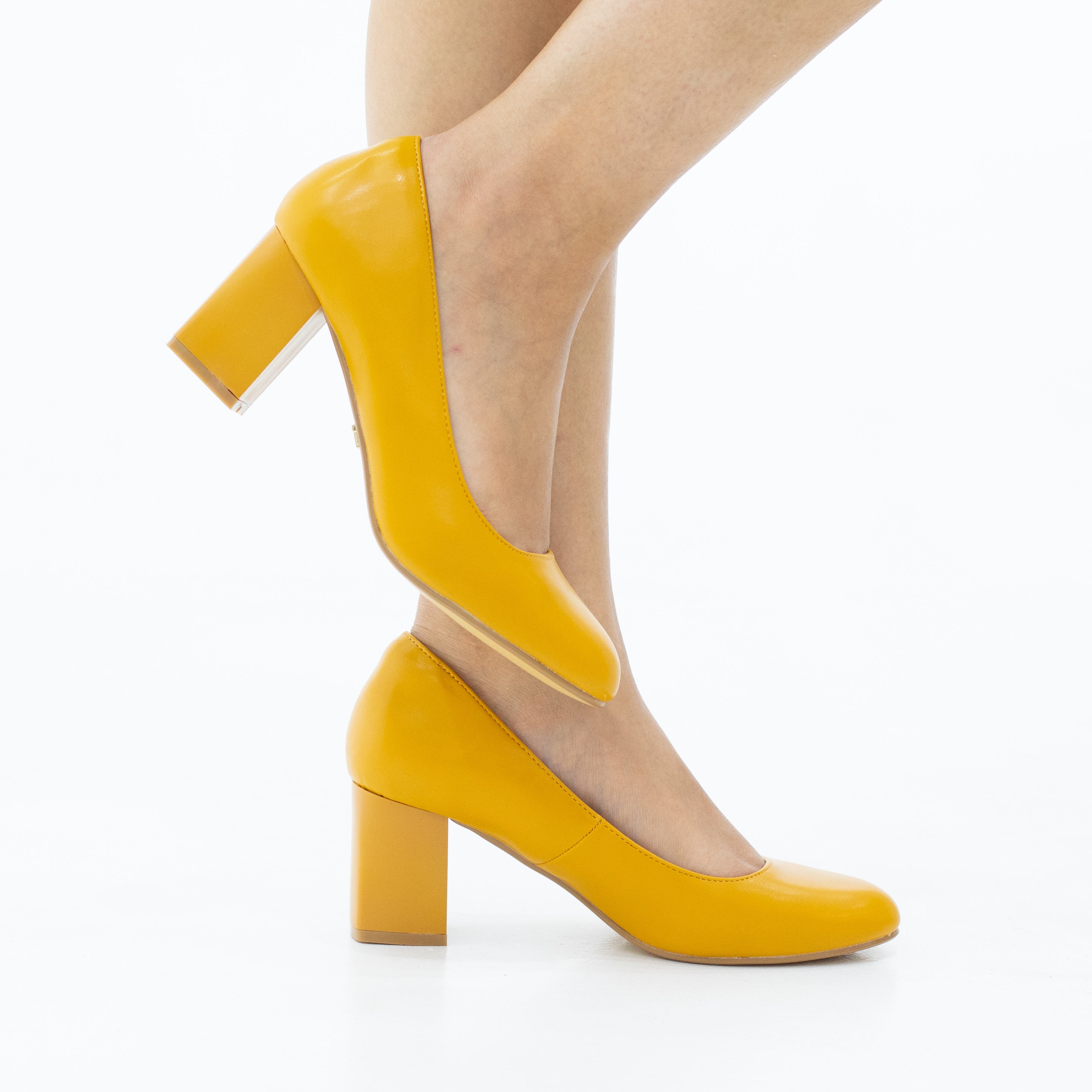 靴 YELLO MUTED HEELS Bruna round toe comfy 6.5cm block heel court shoe