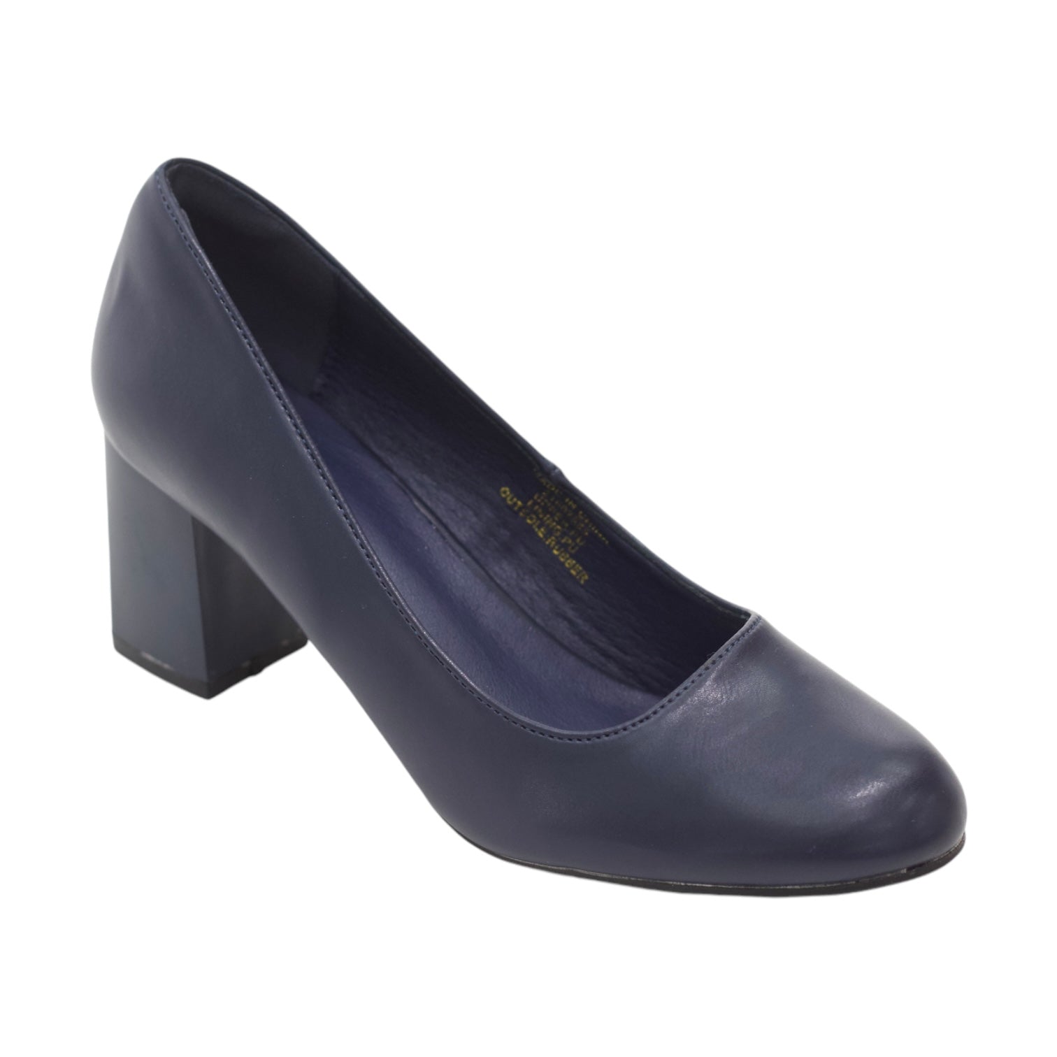 Bruna round toe comfy 6.5cm block heel court  shoe